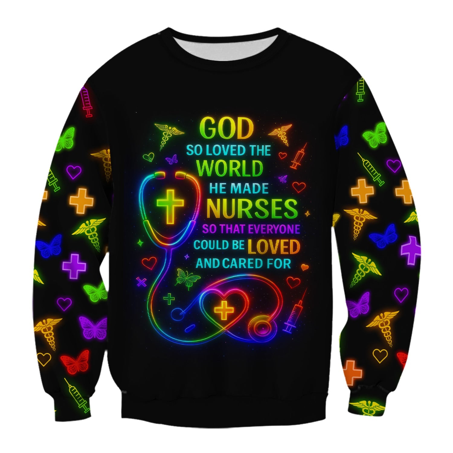 Funny Colorful Neon Nurse Shirt - God Made Nurses Inspirational Graphic Tee - Gift for Women RN LPN CNA