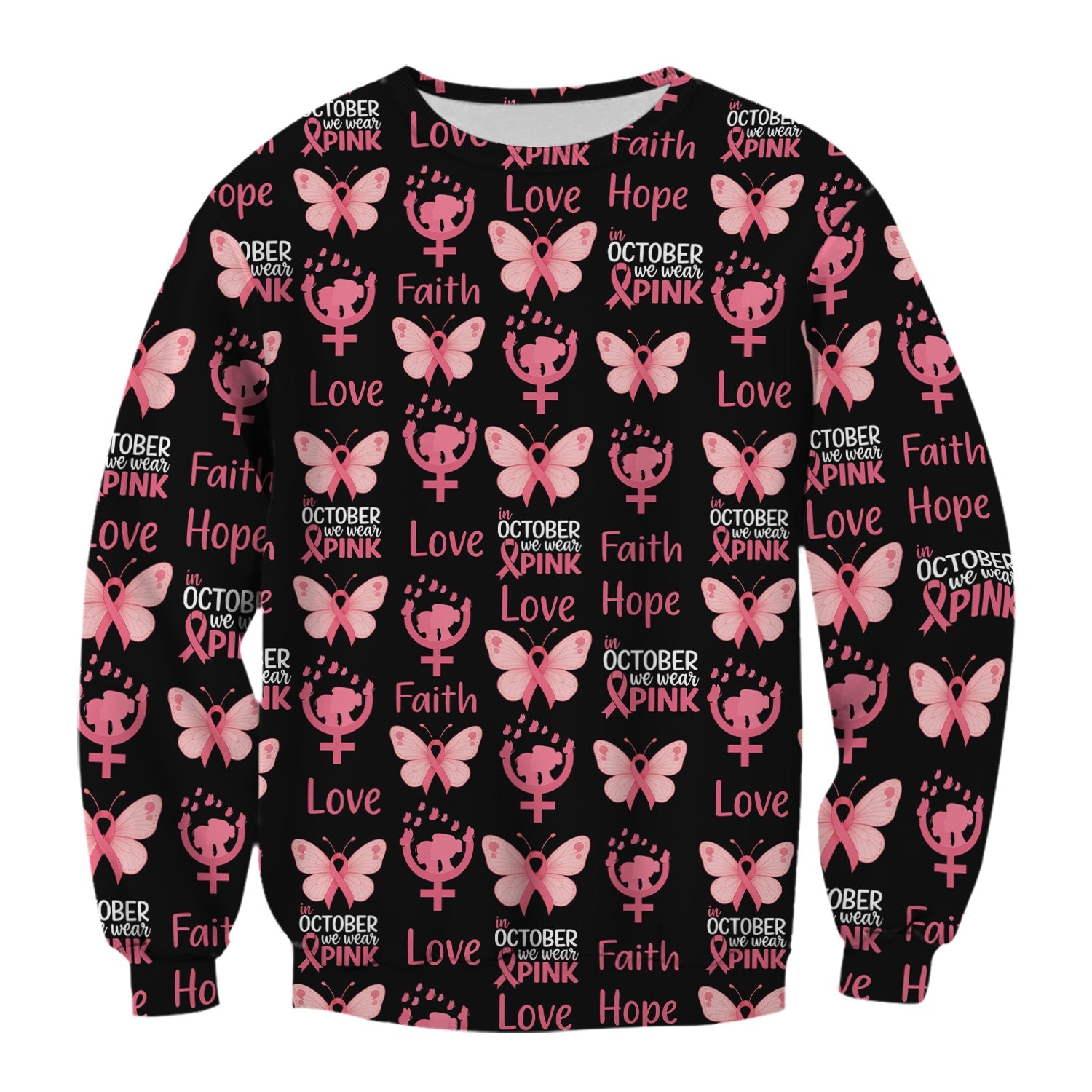 Breast Cancer Warrior Shirt - Faith Hope Love & Pink Ribbon Butterfly Design - October Gift for RN LPN CNA