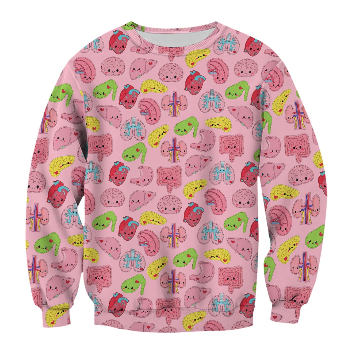Funny Human Organs Nurse Shirt - Kawaii Brain, Heart & Lungs Graphic Design - Gift for Women RN LPN & Medical Students