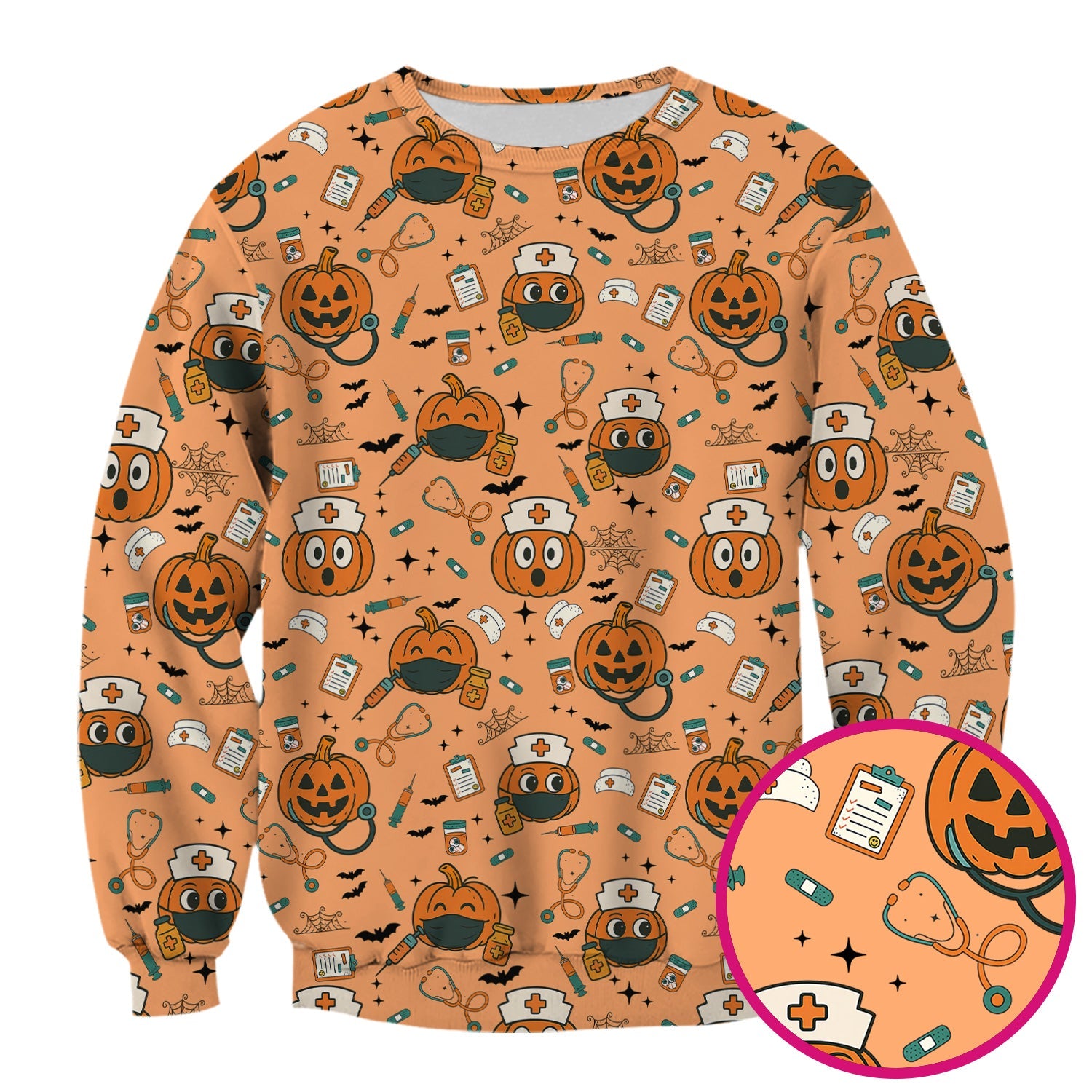 Pumpkin Halloween Nurse Shirt - Funny Holiday Tee For Women Nurses - Gift for CNA RN LPN