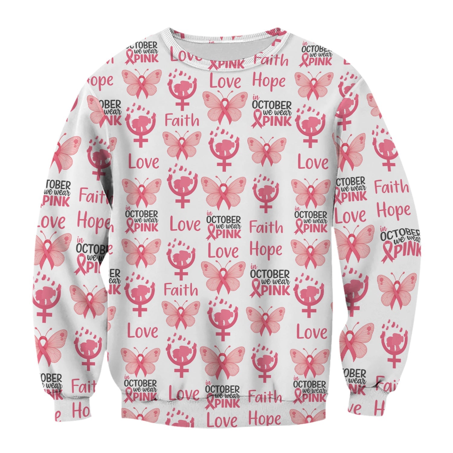 Breast Cancer Warrior Shirt - Faith Hope Love & Pink Ribbon Butterfly Design - October Gift for RN LPN CNA