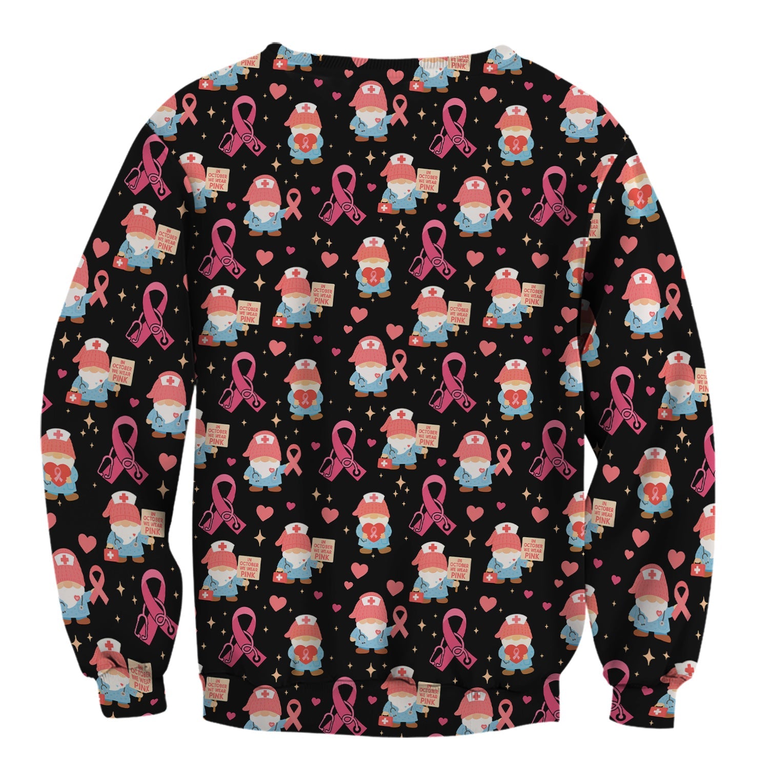 Pink Ribbon Nurse Shirt for Women - Cute Breast Cancer Awareness Gnome - Gift for Healthcare Workers RN LPN