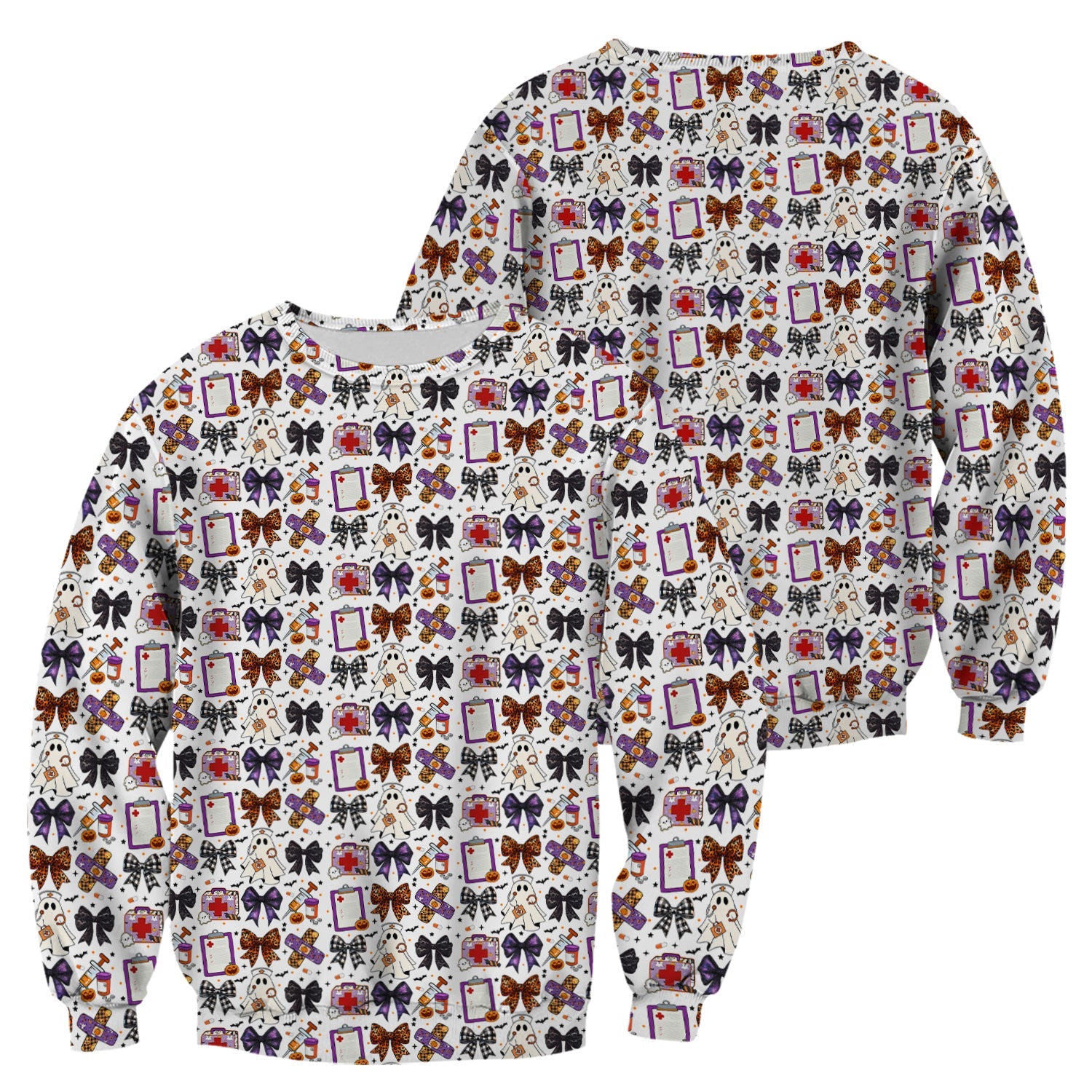 Cute Halloween Shirt for Nurses - Spooky Ghost Pumpkin & Medical Icons Graphic Tee - Gift for RN LPN CNA