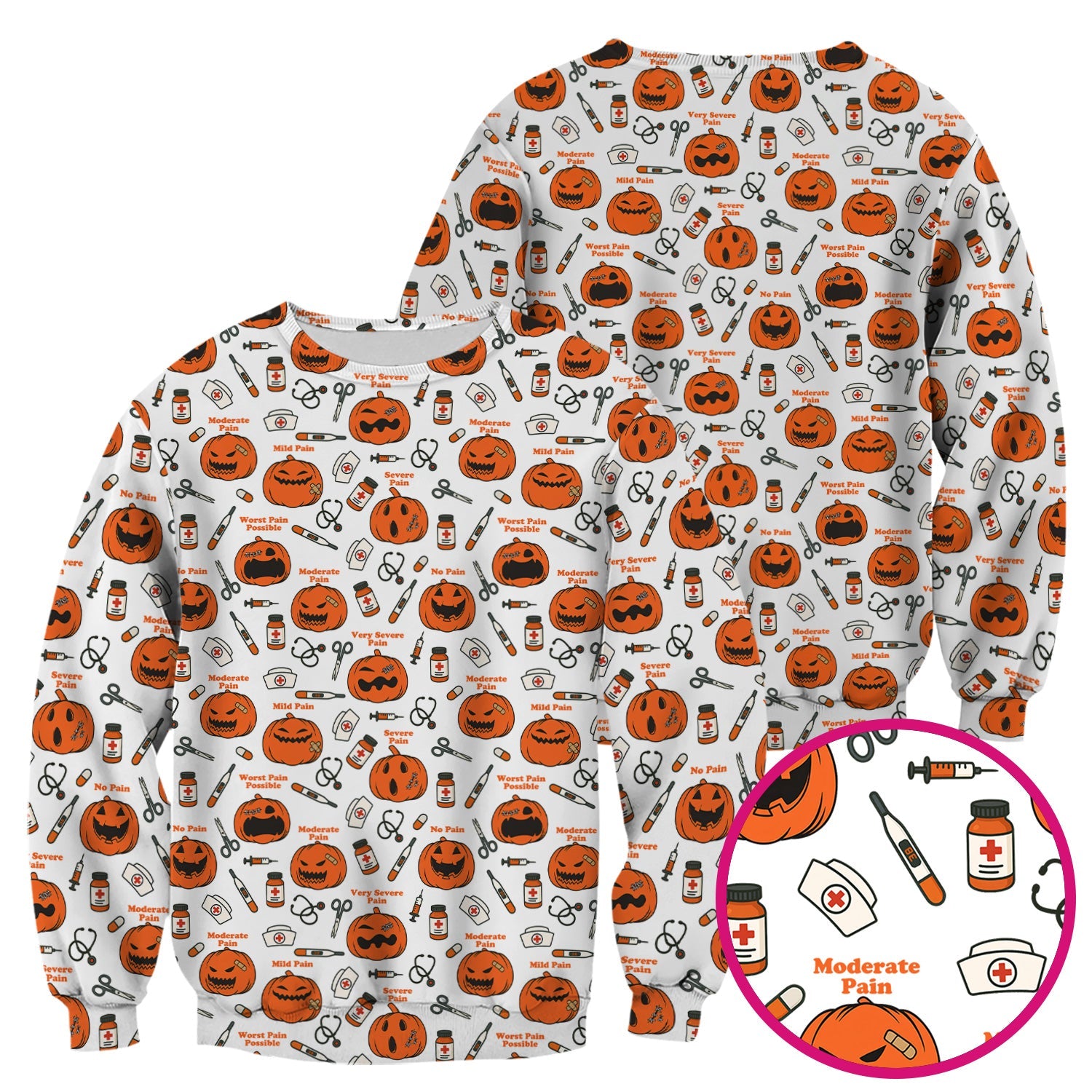 Pumpkin Pain Scale Shirt for Nurse - Halloween Nurse Medical Graphic Tee - Spooky Gift for RN LPN CNA