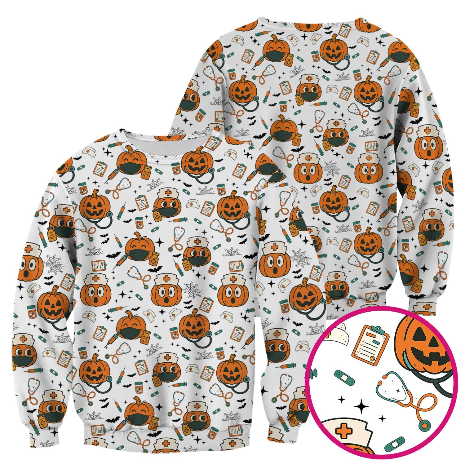 Pumpkin Halloween Nurse Shirt - Funny Holiday Tee For Women Nurses - Gift for CNA RN LPN