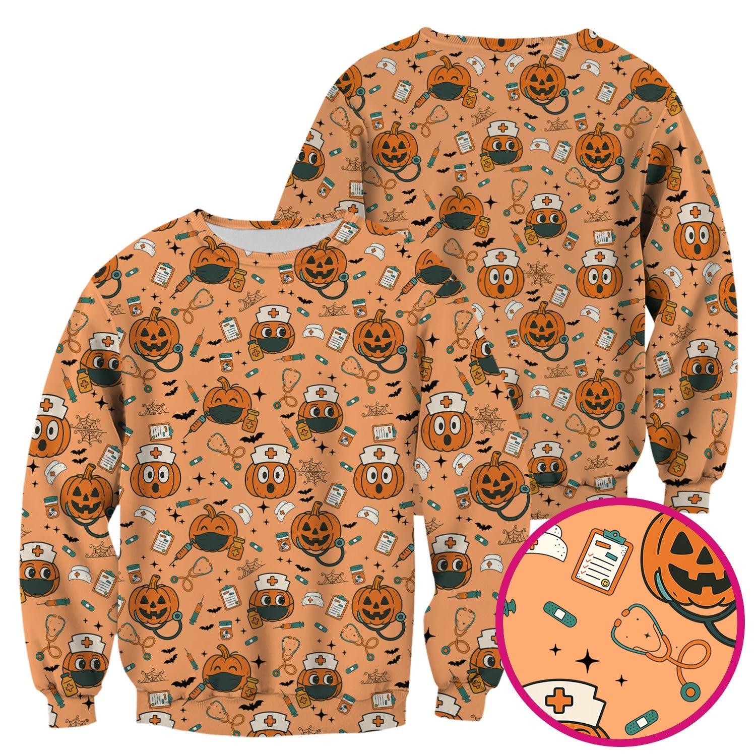 Pumpkin Halloween Nurse Shirt - Funny Holiday Tee For Women Nurses - Gift for CNA RN LPN