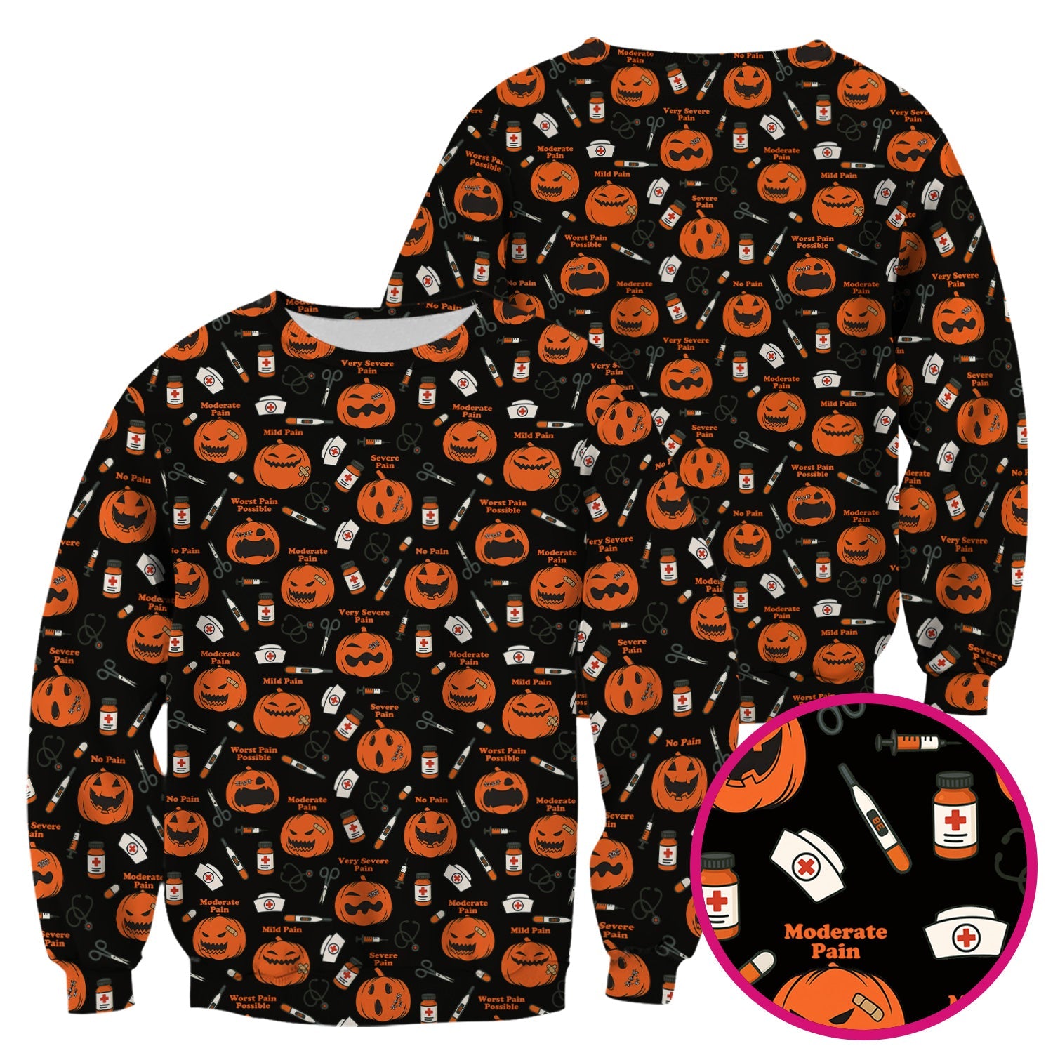 Pumpkin Pain Scale Shirt for Nurse - Halloween Nurse Medical Graphic Tee - Spooky Gift for RN LPN CNA