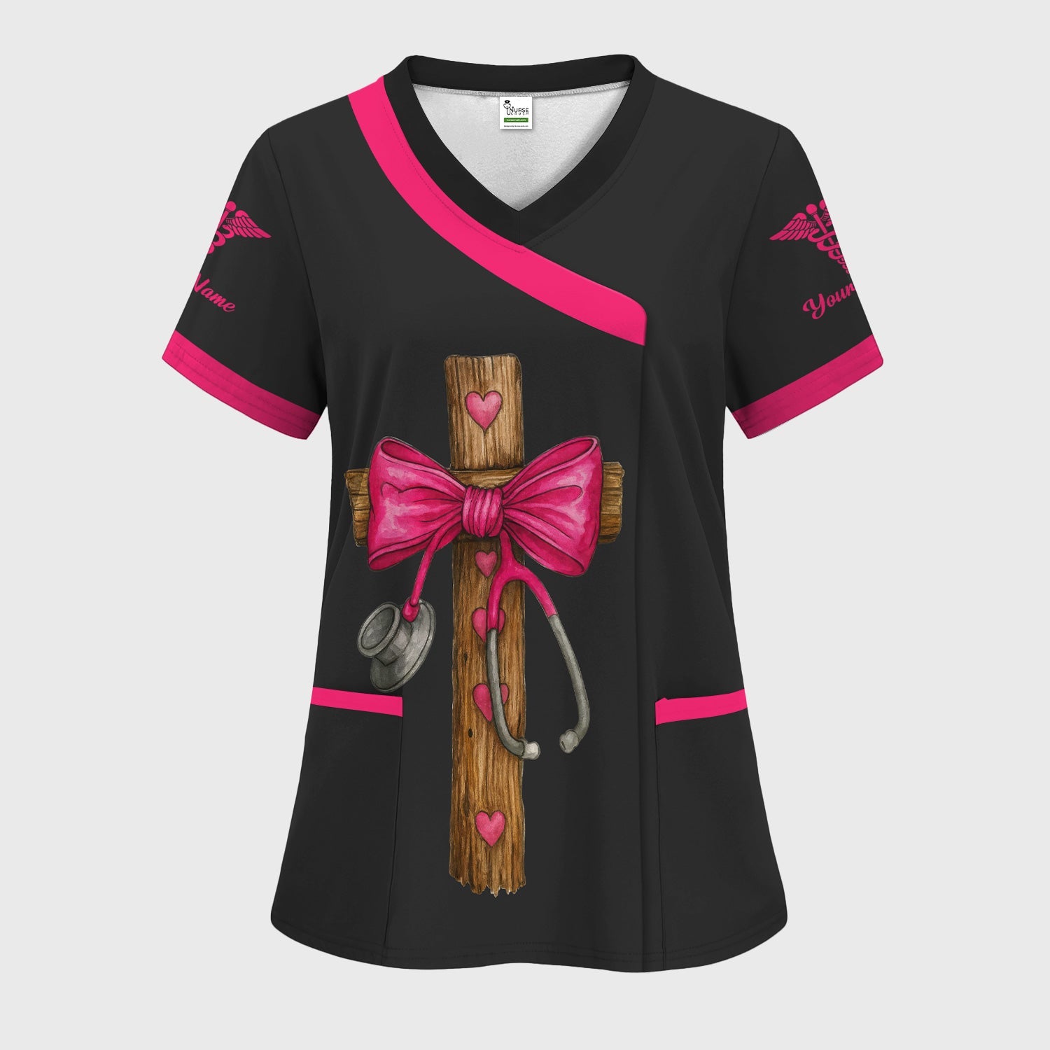 Personalized Christian Nurse Shirt - Nurses Prayer with Cross & Stethoscope Design - RN LPN CNA Healthcare Workers Gift