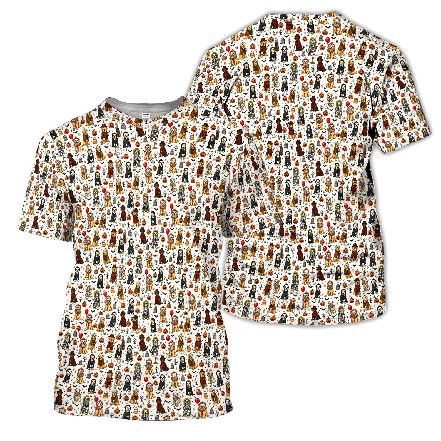 Funny Horror Dog Halloween Golf Pattern Shirt, Spooky Movie Dog Golf Shirt For Women, Halloween Golf Gift