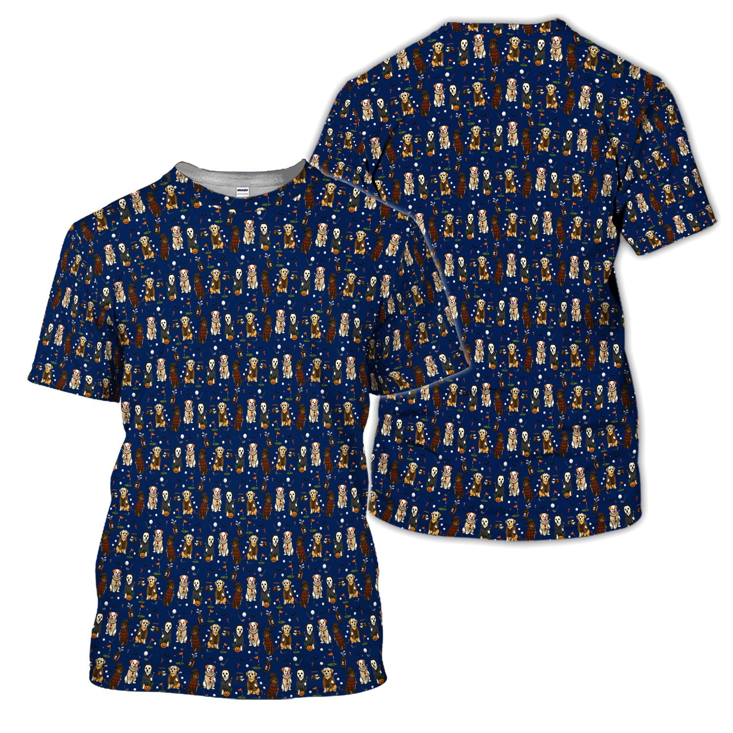Funny Horror Dog Halloween Golf Pattern Shirt, Spooky Dog Golf Polo For Women, Halloween Golfer Gift