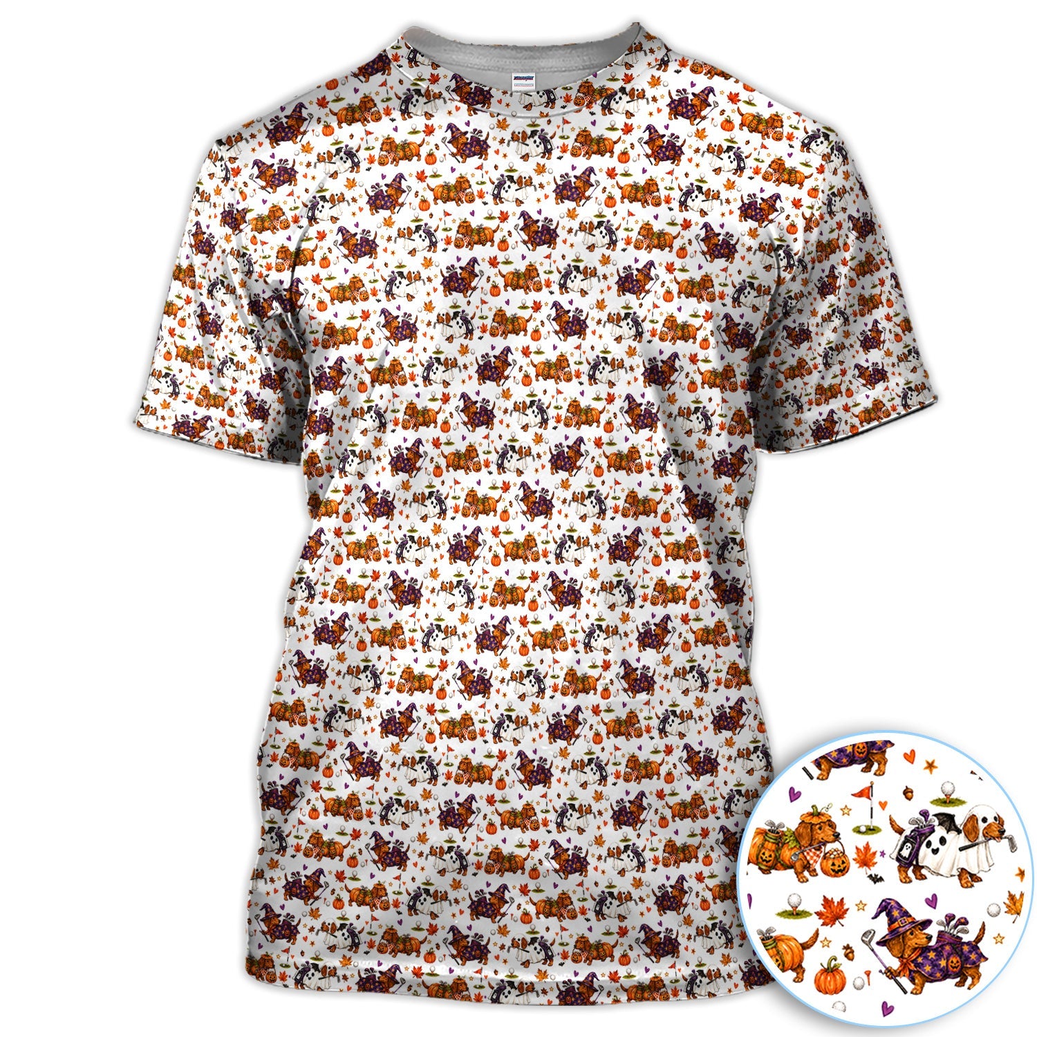 Halloween Dachshund Golf Polo Shirt for Men – Funny Spooky Wiener Dog Golfer Polo