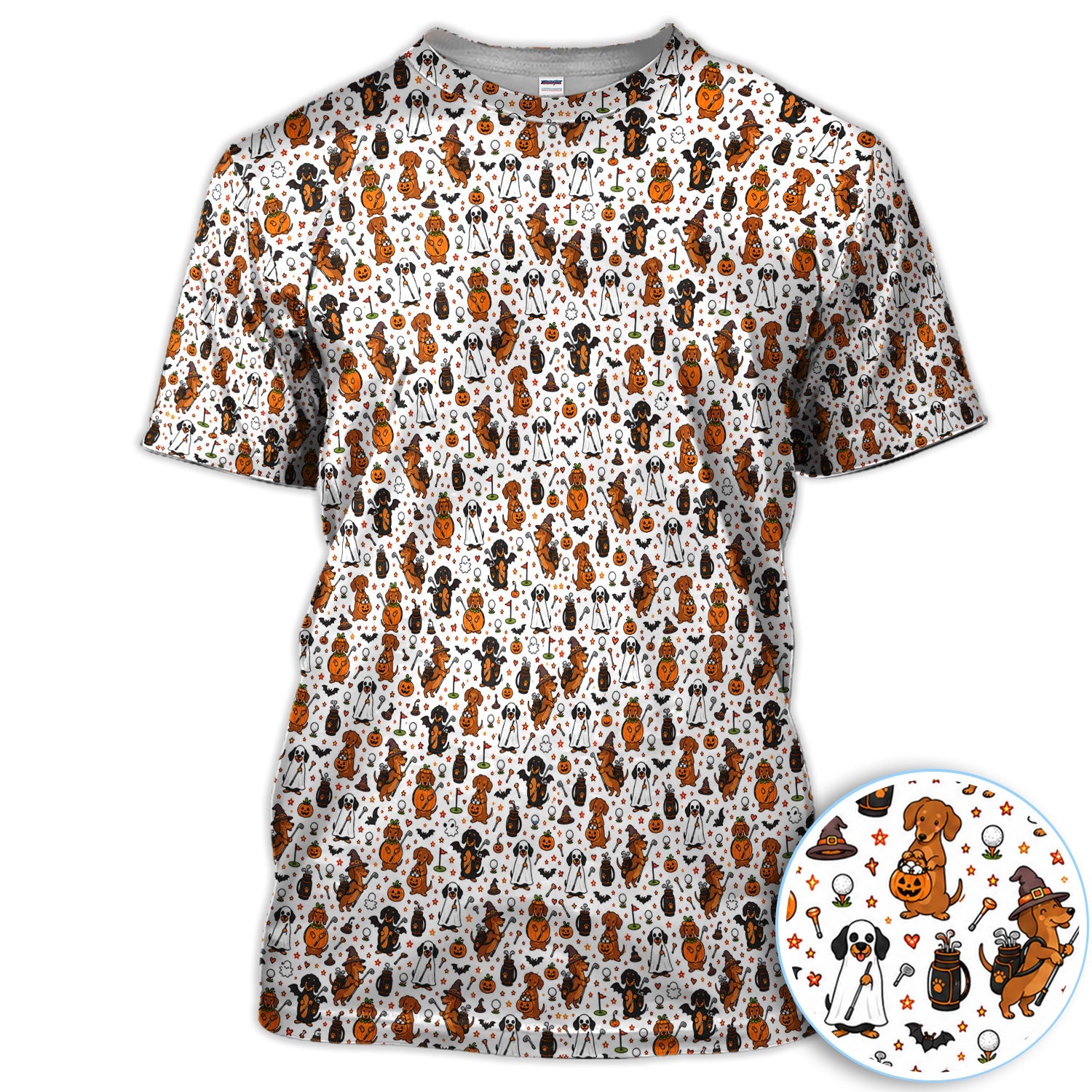 Halloween Dog Golf Polo Shirt for Women– Funny Spooky Golfer Pattern Polo
