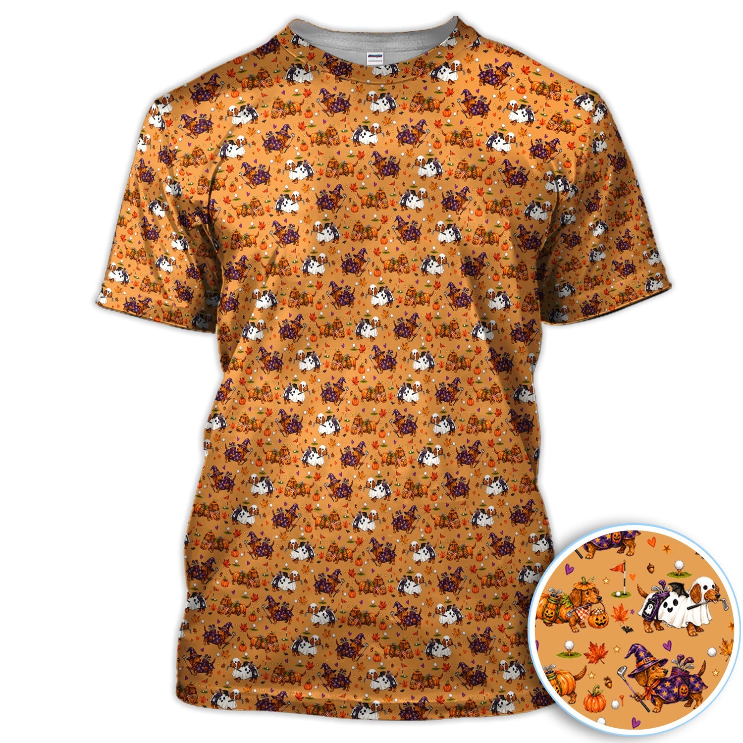 Halloween Dachshund Golf Polo Shirt for Men – Funny Spooky Wiener Dog Golfer Polo