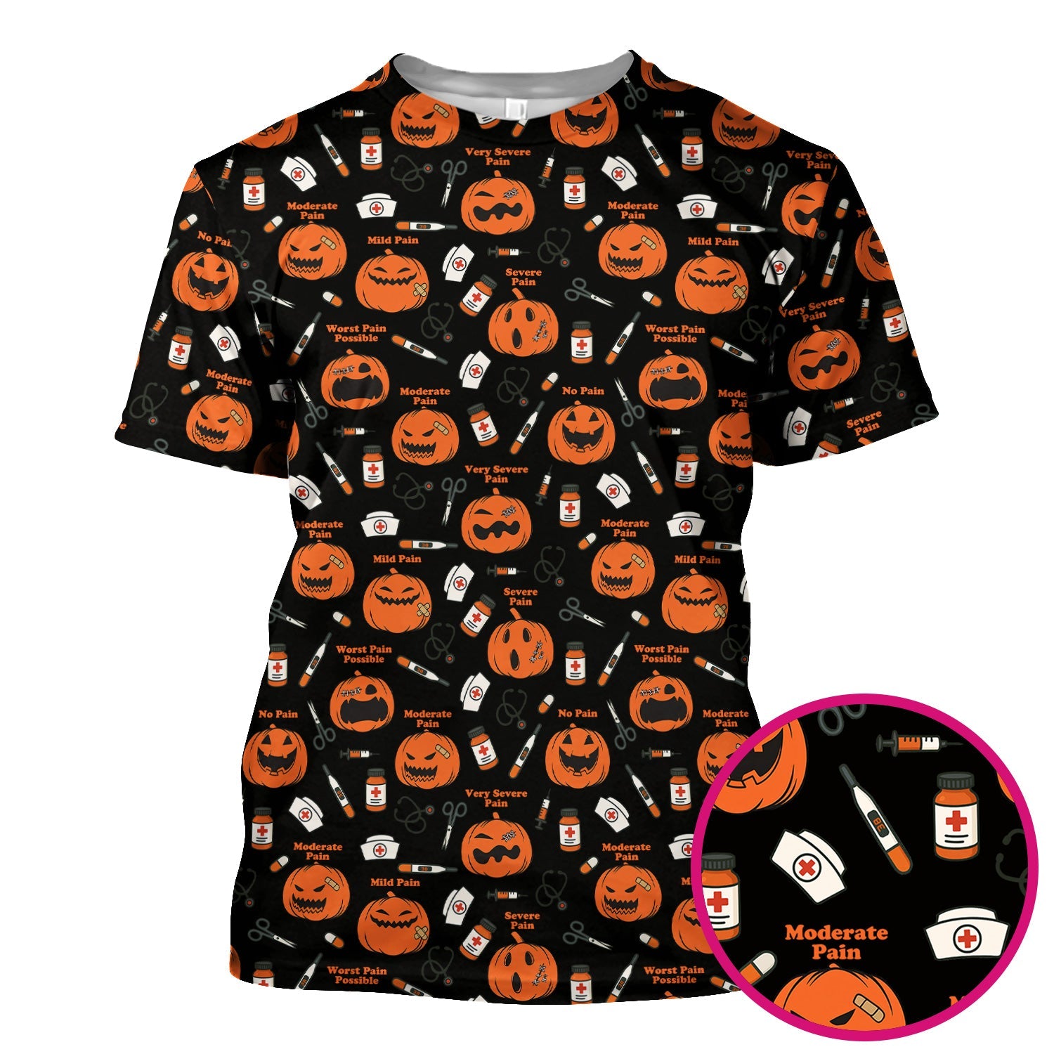 Pumpkin Pain Scale Shirt for Nurse - Halloween Nurse Medical Graphic Tee - Spooky Gift for RN LPN CNA
