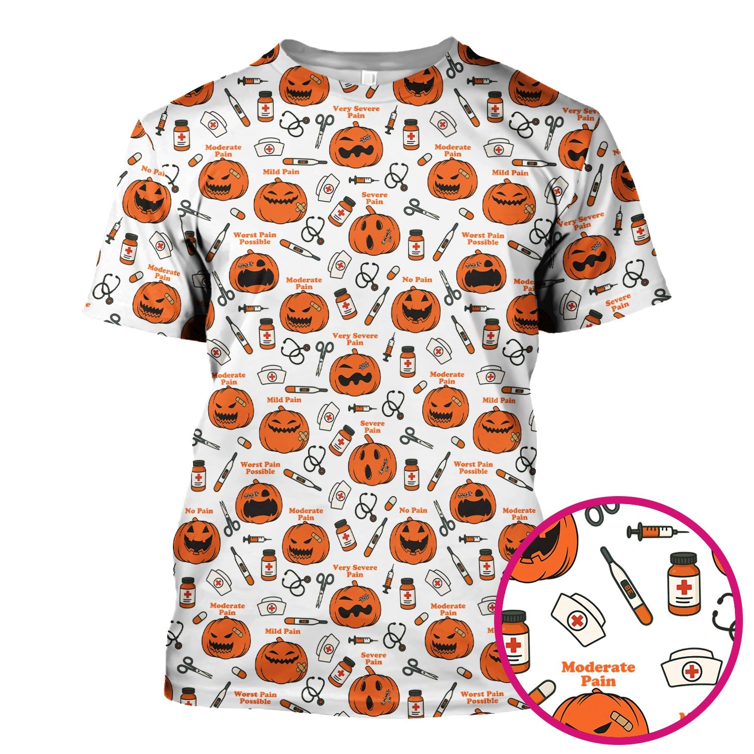 Pumpkin Pain Scale Shirt for Nurse - Halloween Nurse Medical Graphic Tee - Spooky Gift for RN LPN CNA