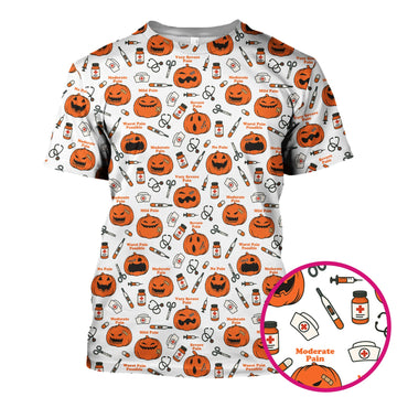 Pumpkin Pain Scale Shirt for Nurse - Halloween Nurse Medical Graphic Tee - Spooky Gift for RN LPN CNA