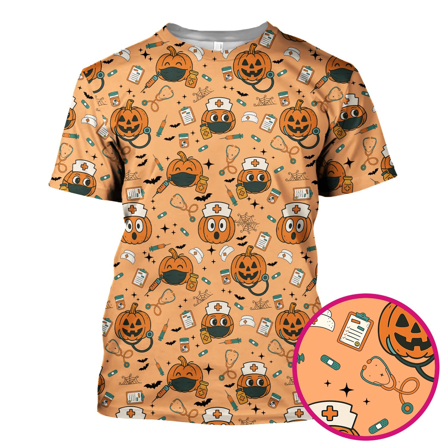 Pumpkin Halloween Nurse Shirt - Funny Holiday Tee For Women Nurses - Gift for CNA RN LPN