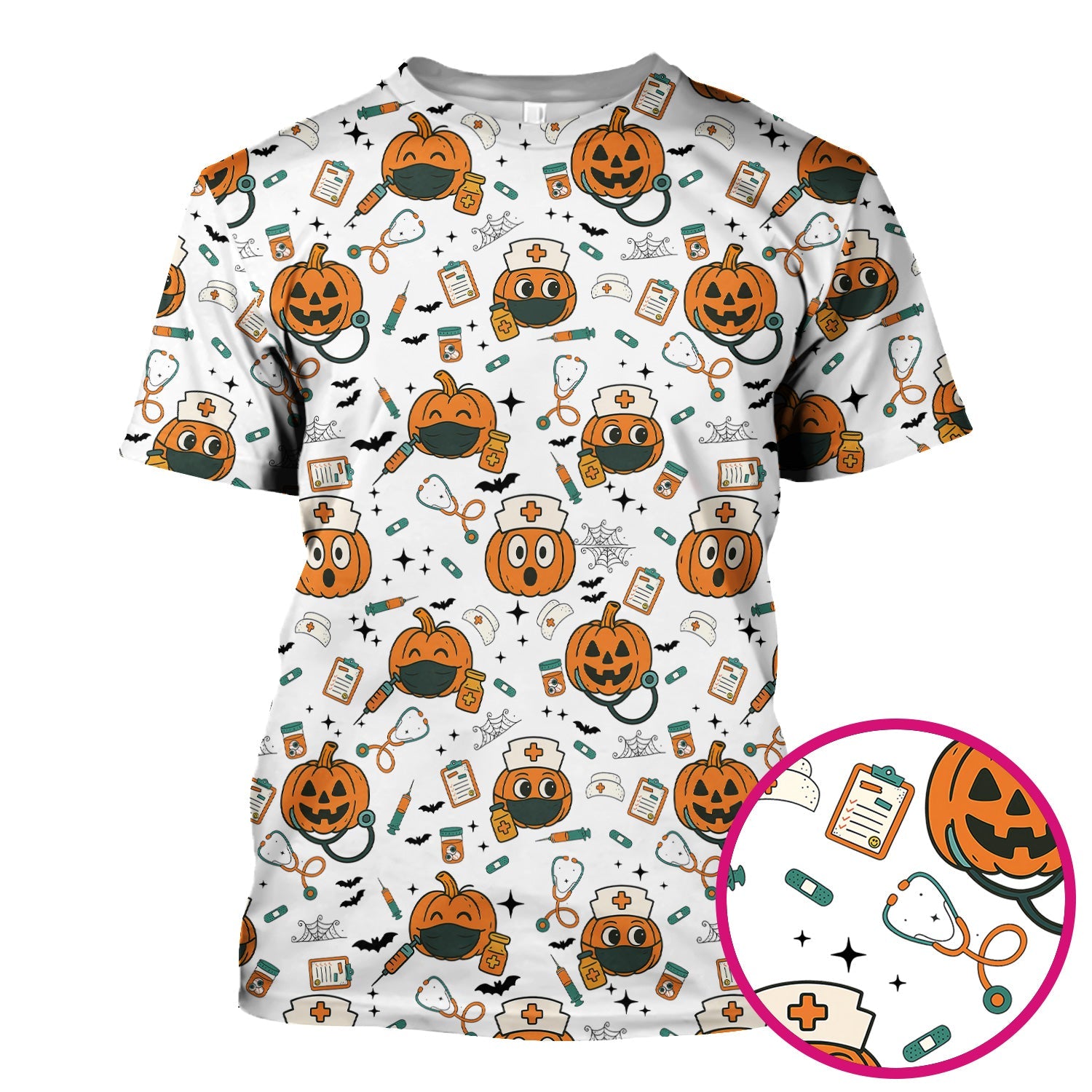 Pumpkin Halloween Nurse Shirt - Funny Holiday Tee For Women Nurses - Gift for CNA RN LPN