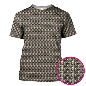 Quirky Raccoon Nurse Shirt - Repeating Angry Animal Pattern Graphic Tee - Gift for Women RN, LPN, CNA
