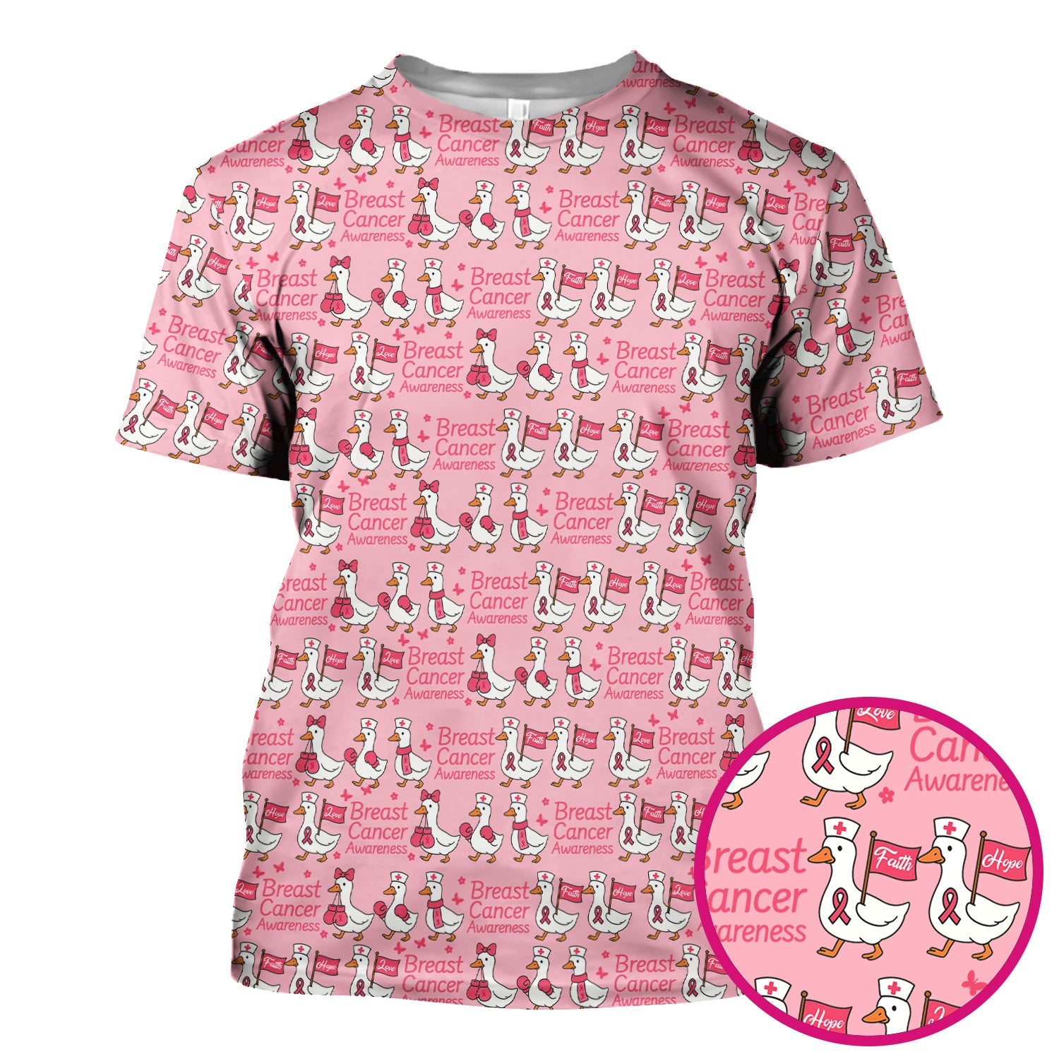 Pink Ribbon Breast Cancer Awareness Shirt - Funny Graphic Tee For Nurse - CNA RN LPN Gift