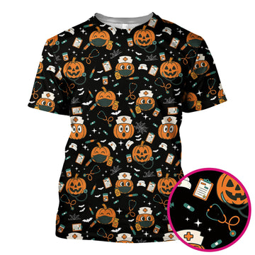 Pumpkin Halloween Nurse Shirt - Funny Holiday Tee For Women Nurses - Gift for CNA RN LPN