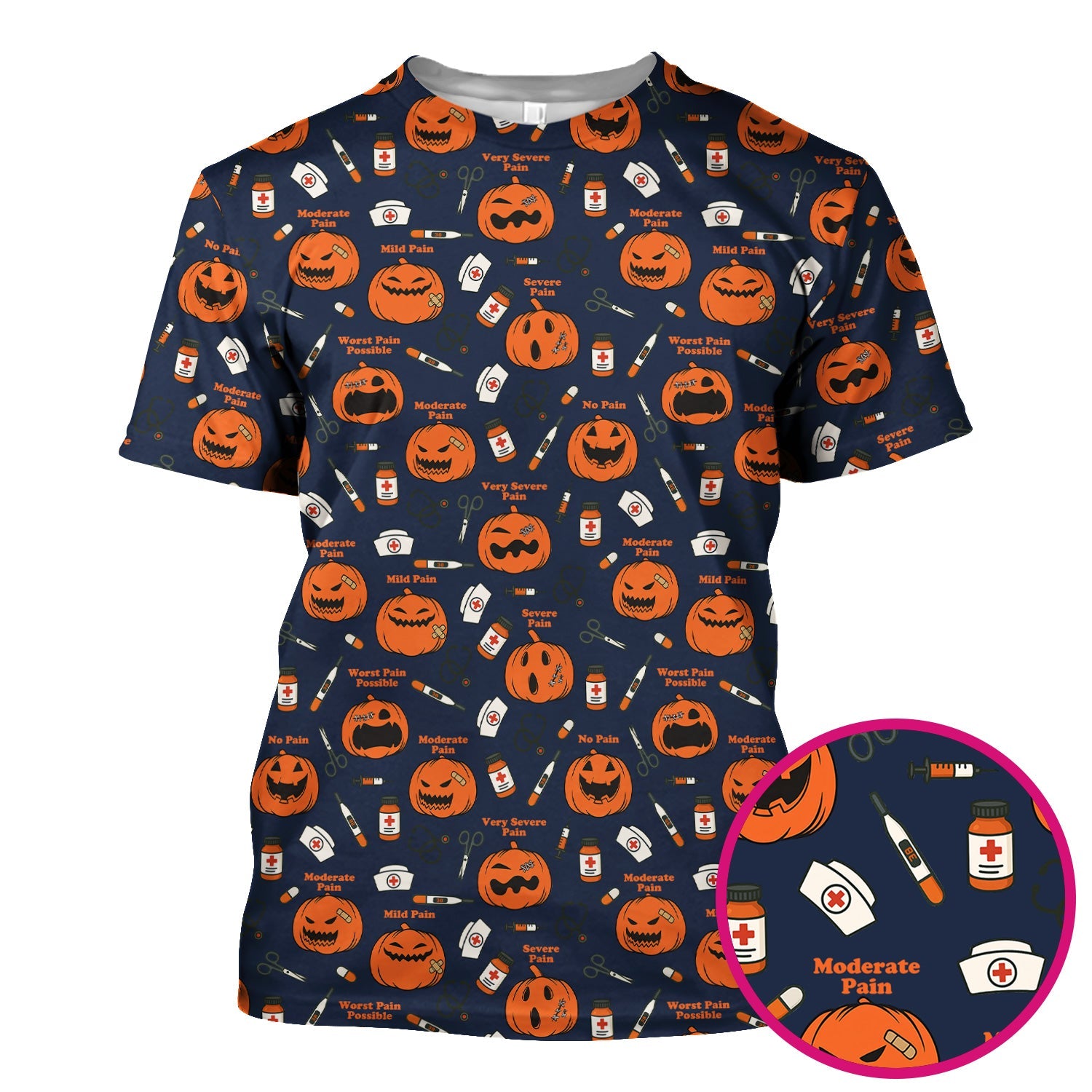 Pumpkin Pain Scale Shirt for Nurse - Halloween Nurse Medical Graphic Tee - Spooky Gift for RN LPN CNA