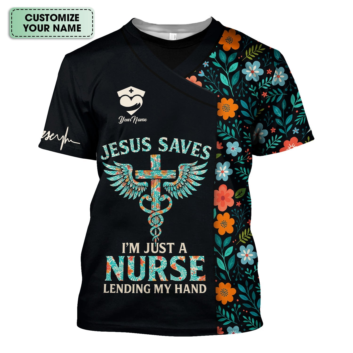 Custom Christian Nurse Shirt Jesus Saves Quote - Faith Based Nursing Graphic Tee - Gift for Healthcare Workers RN LPN