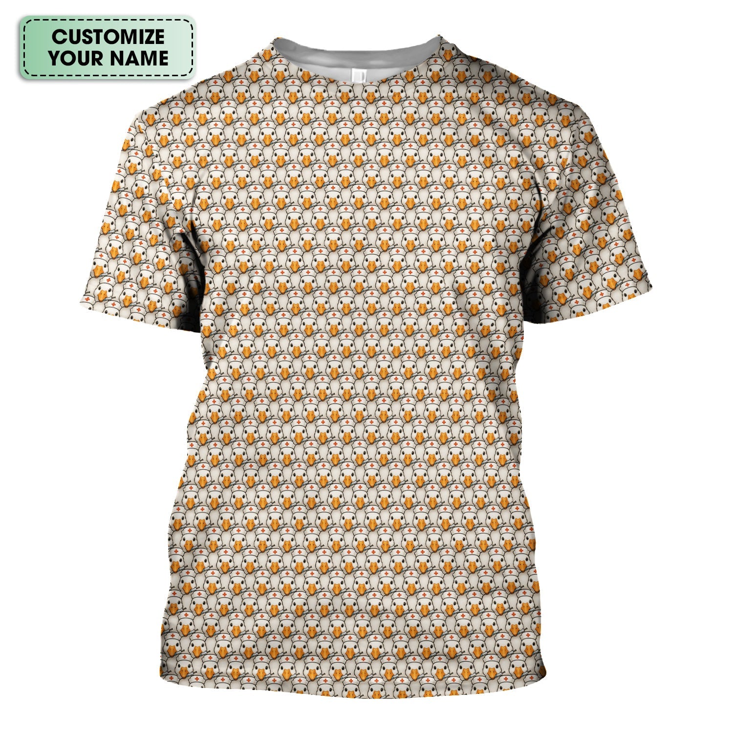 Funny Nurse Shirt With Duck Pattern - Cartoon Animal Nursing Design  - Gift for Healthcare Workers RN LPN
