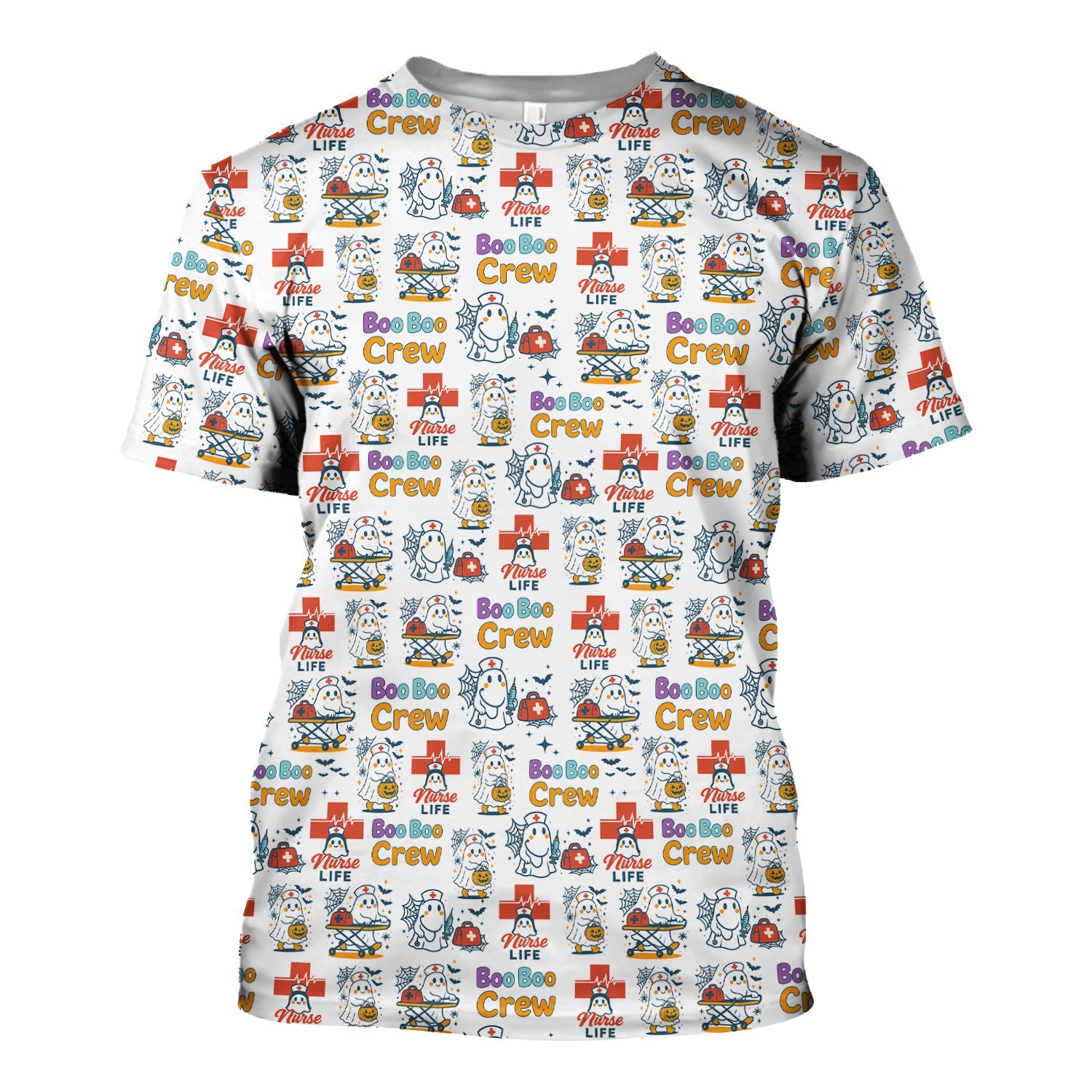 Cute Ghost Nurse Shirt for Halloween - Spooky Boo Boo Crew & Medical Icons Graphic Tee - Gift for ER LPN CNA Nurses