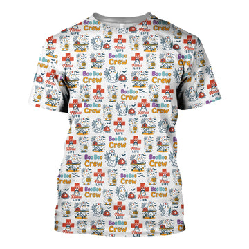 Cute Ghost Nurse Shirt for Halloween - Spooky Boo Boo Crew & Medical Icons Graphic Tee - Gift for ER LPN CNA Nurses