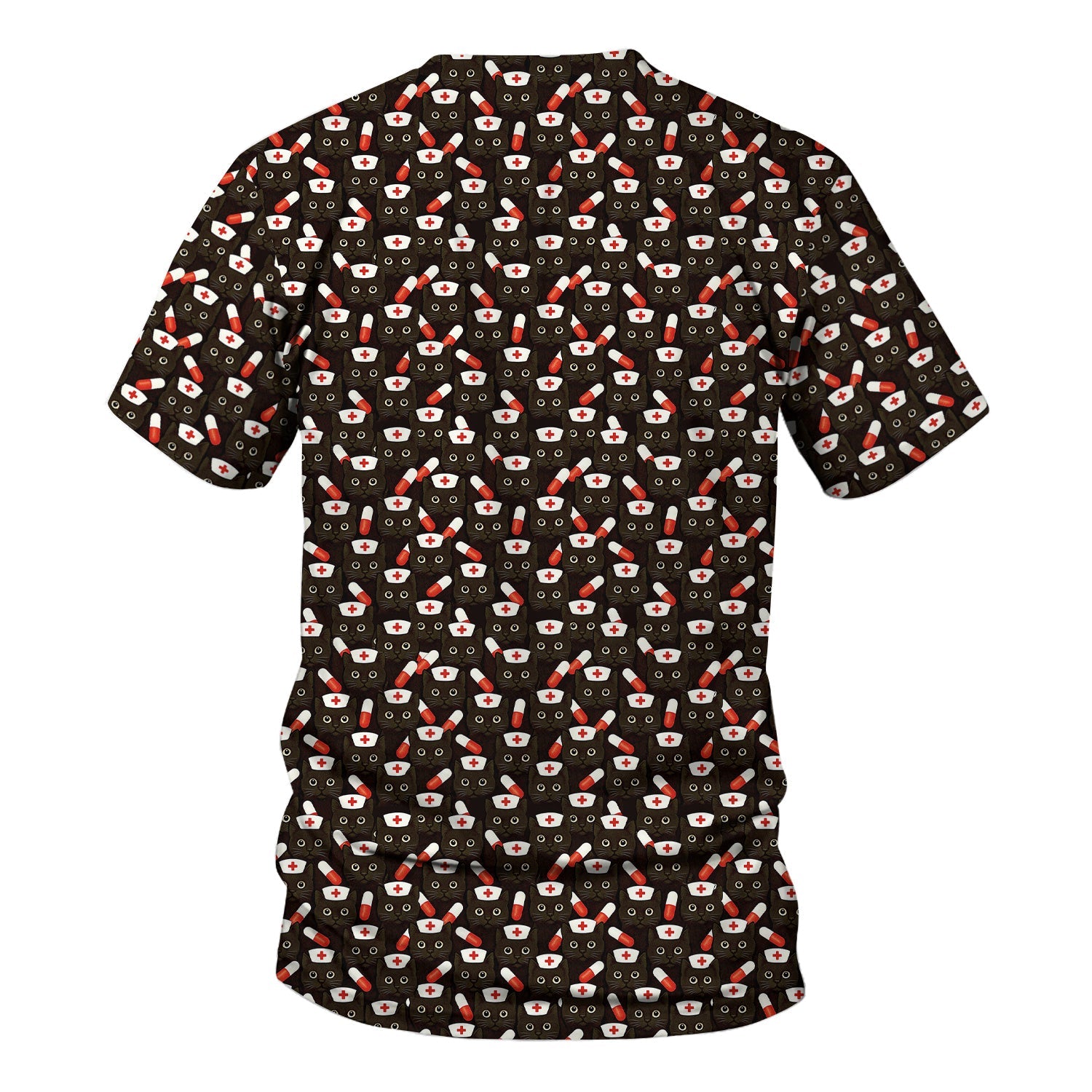 Personalized Nurse Shirt for Women - Cute Cat Pattern with Pills Design - Gift for RN LPN CNA