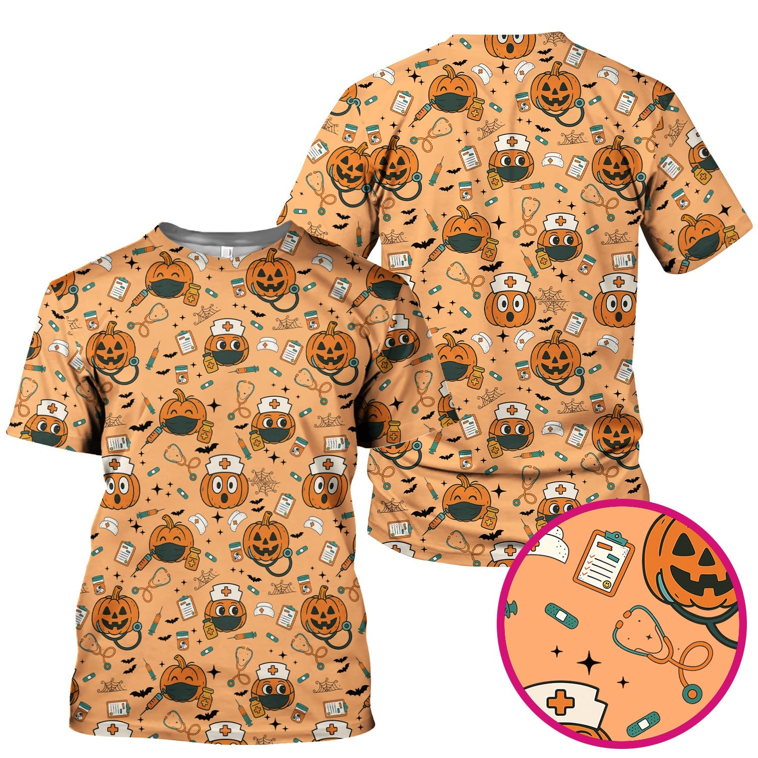 Pumpkin Halloween Nurse Shirt - Funny Holiday Tee For Women Nurses - Gift for CNA RN LPN