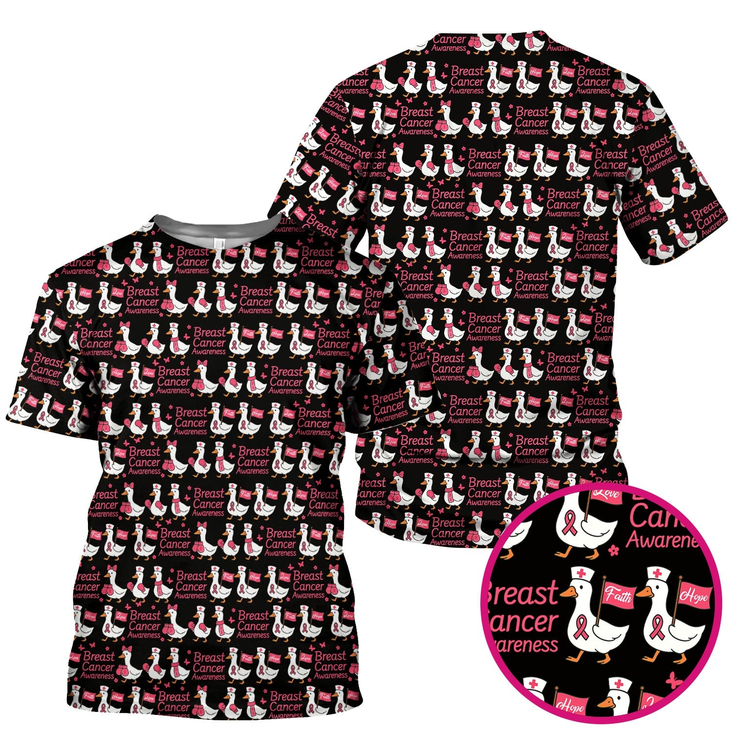 Pink Ribbon Breast Cancer Awareness Shirt - Funny Graphic Tee For Nurse - CNA RN LPN Gift