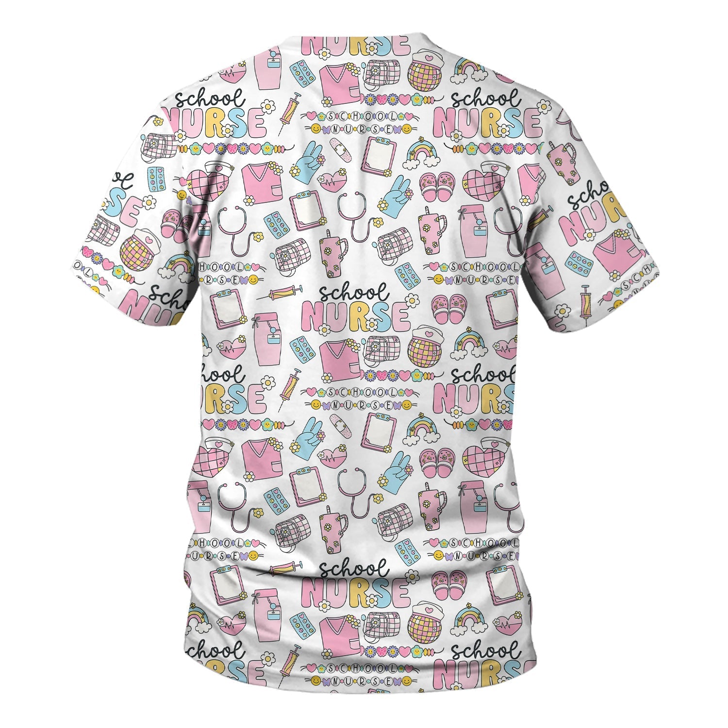 Funny School Nurse Life Shirt - Cute Medical Icons Graphic Tee - Gift for Women RN LPN Healthcare Workers