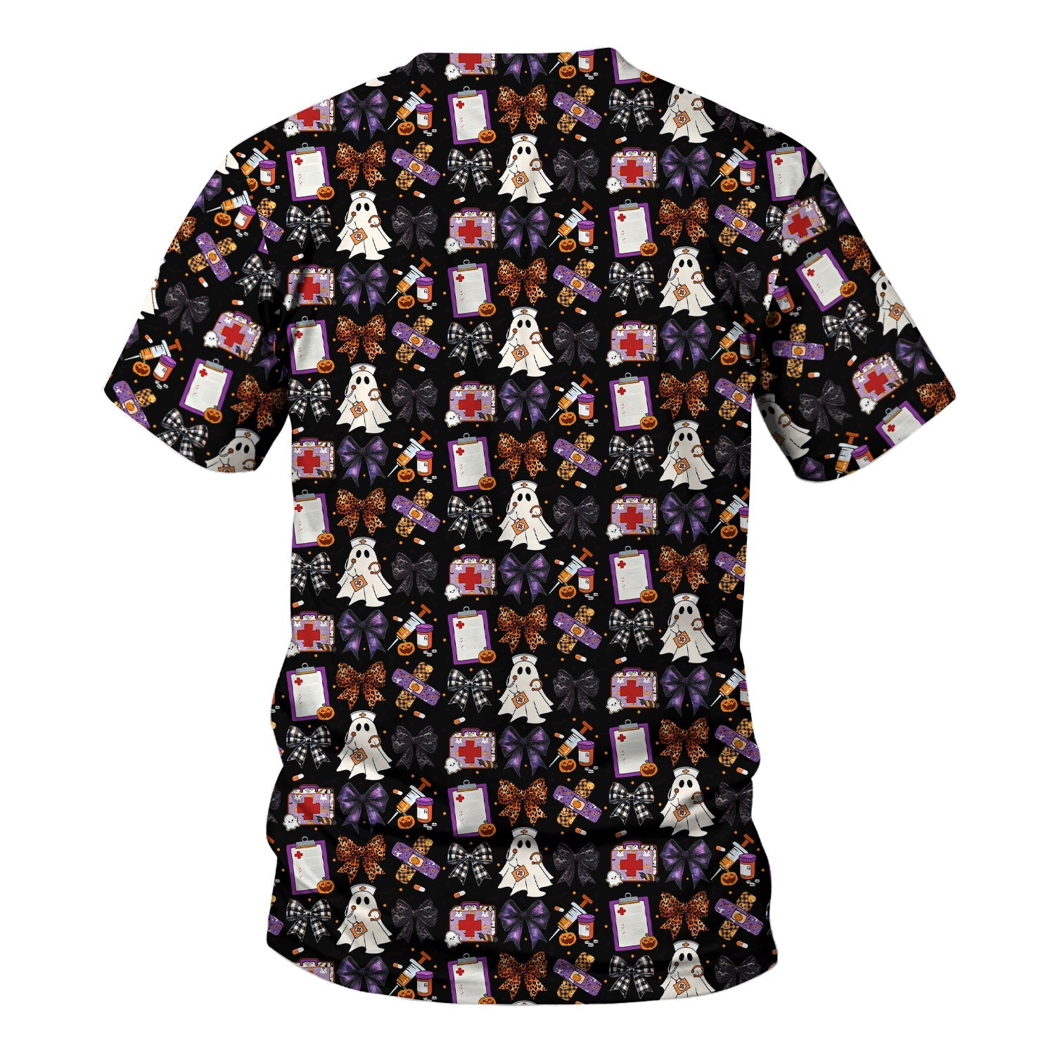 Cute Halloween Shirt for Nurses - Spooky Ghost Pumpkin & Medical Icons Graphic Tee - Gift for RN LPN CNA