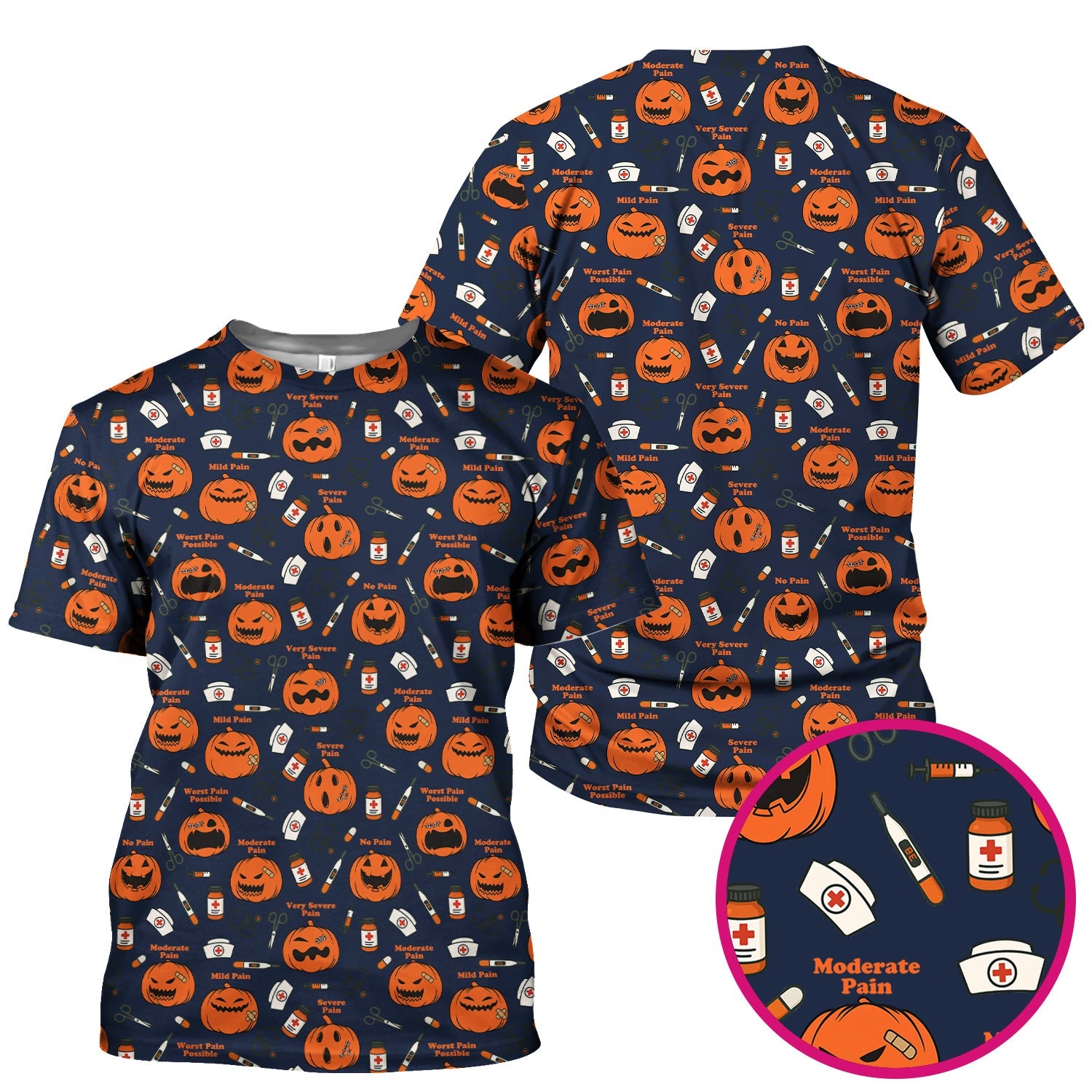 Pumpkin Pain Scale Shirt for Nurse - Halloween Nurse Medical Graphic Tee - Spooky Gift for RN LPN CNA