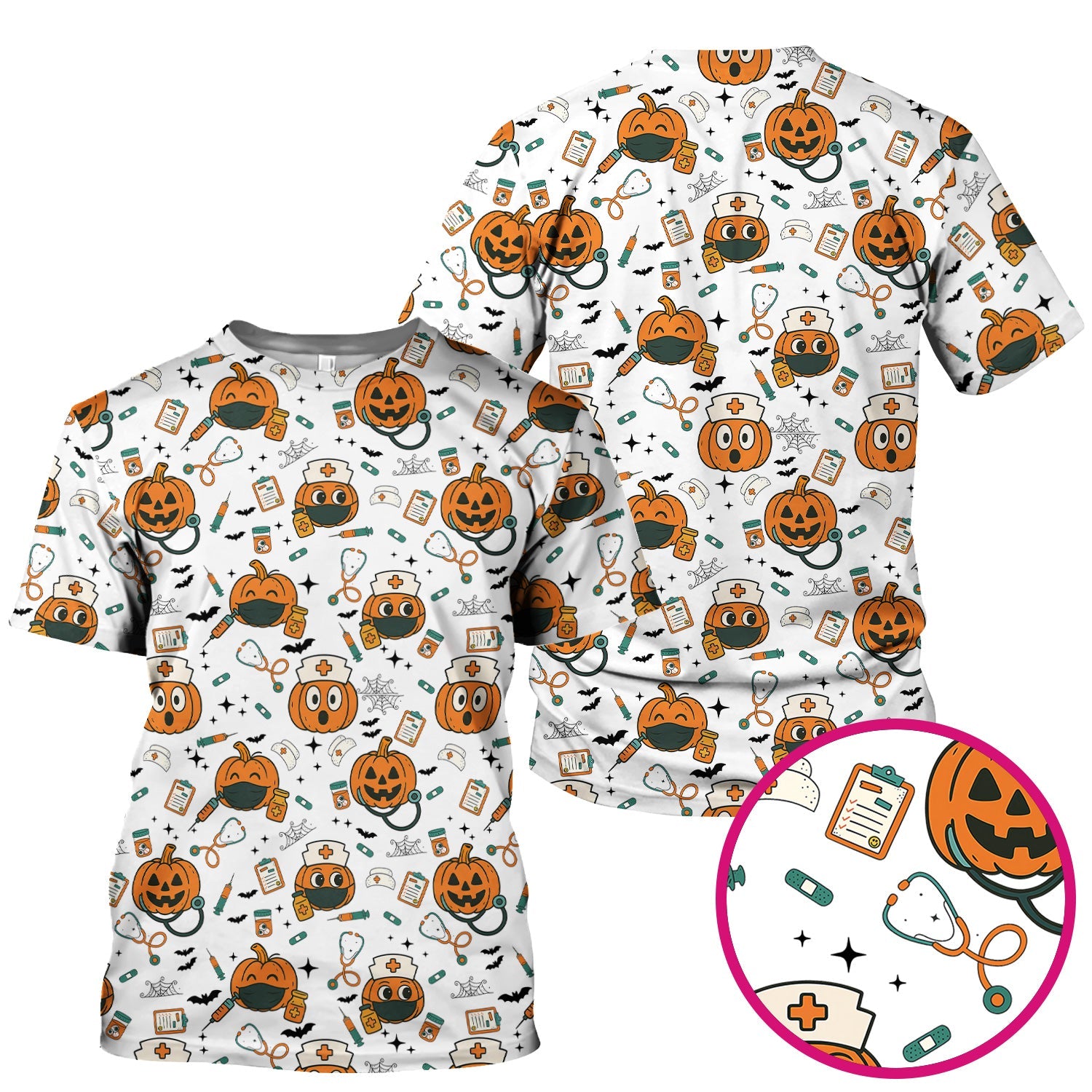 Pumpkin Halloween Nurse Shirt - Funny Holiday Tee For Women Nurses - Gift for CNA RN LPN