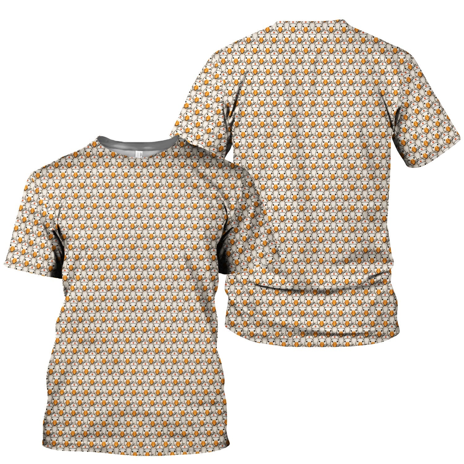 Funny Nurse Shirt With Duck Pattern - Cartoon Animal Nursing Design  - Gift for Healthcare Workers RN LPN