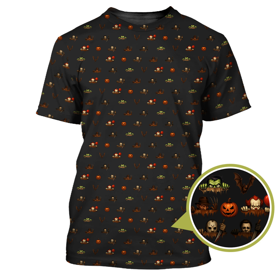 Halloween Golf Shirt For Golfer, Horror Pattern Golf Shirt, Crazy Golf Shirt For Men