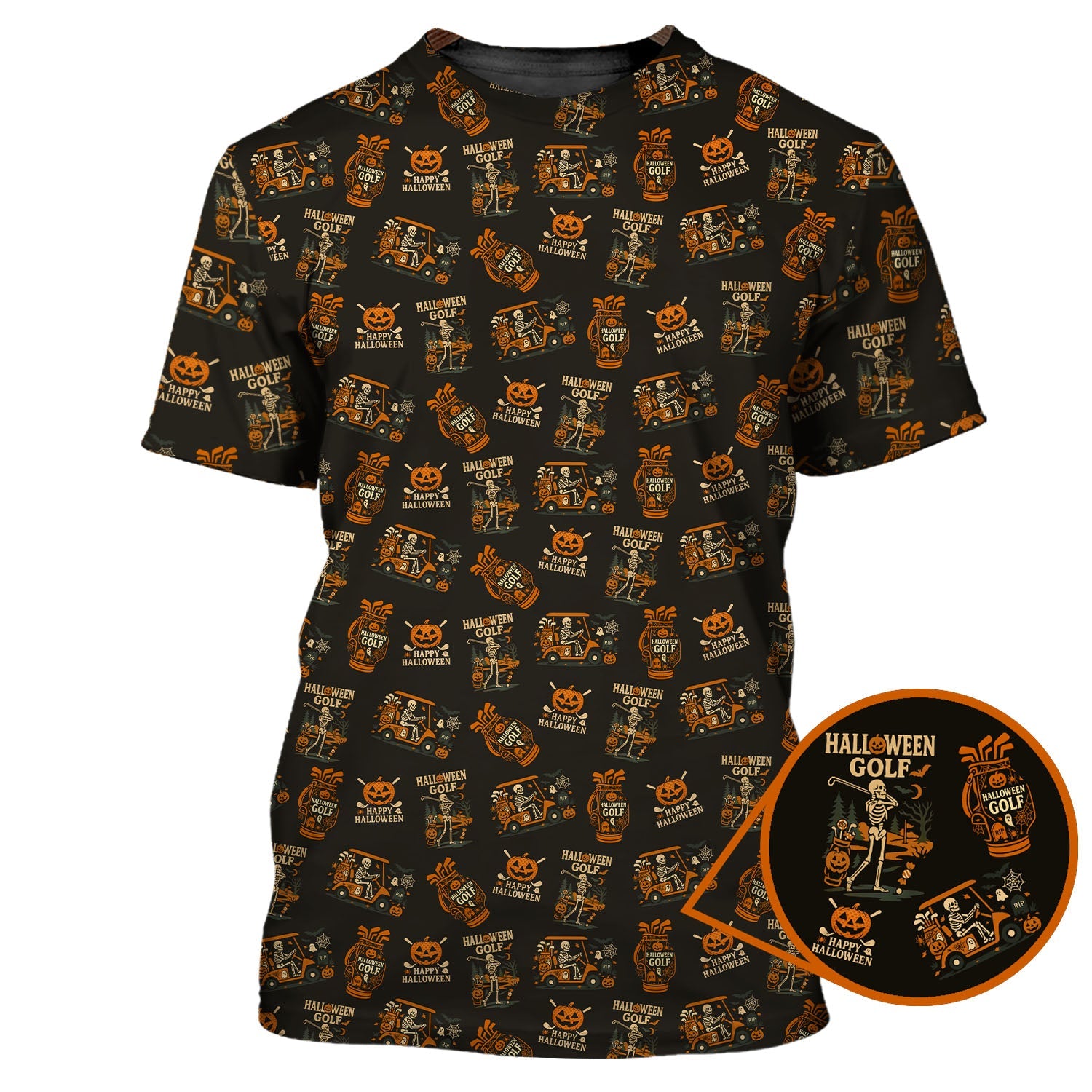 Skeleton Pattern Golf Shirts, Funny Golf Polos For Men, Halloween Golf Shirt For Golfers