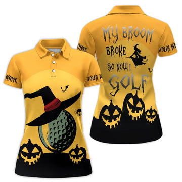 Funny Halloween Golf Polo Shirt for Women – My Broom Broke So Now I Golf Witch Shirt