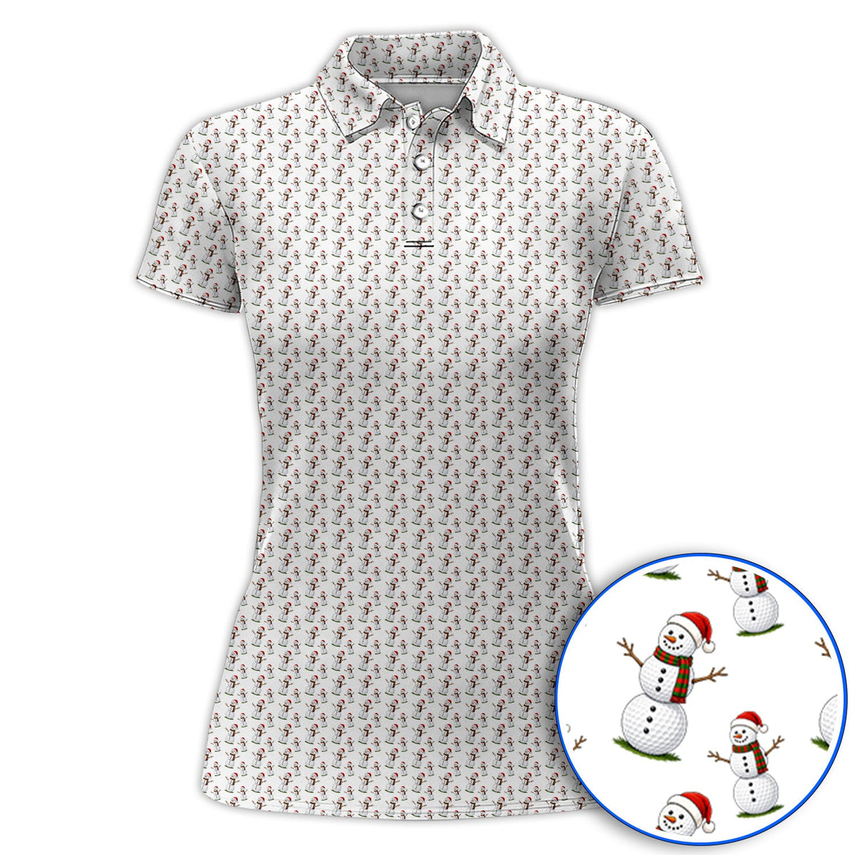 Snowman Christmas Golf Polos, Funny Xmas Golf Shirt, Golf Gift for Golfer