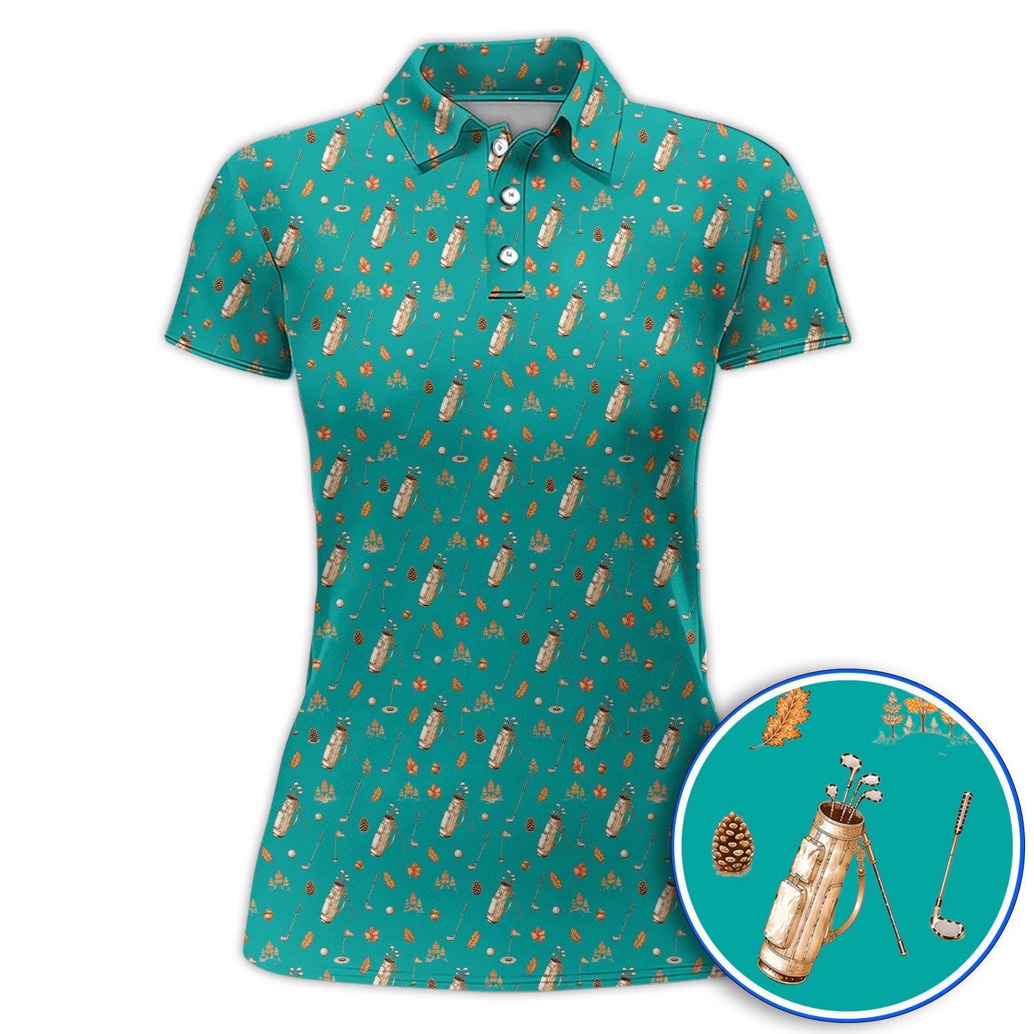 Vintage Squirrel Golf Polos, Autumn Golf Fall Pattern Shirt, Golf Gift For Golfer