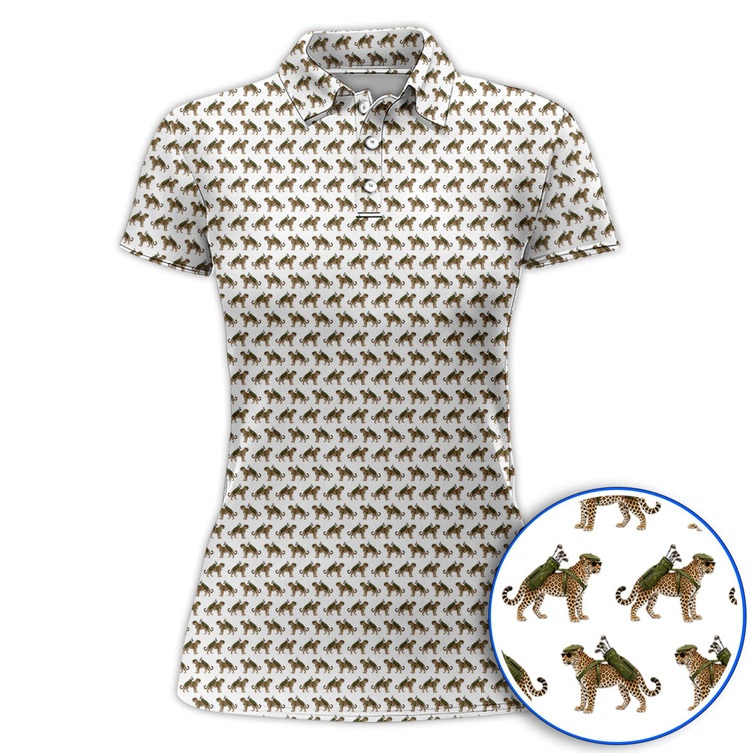 Leopard Golf Polos, Leopard Golf Pattern Shirt, Funny Golf Gift For Golfers