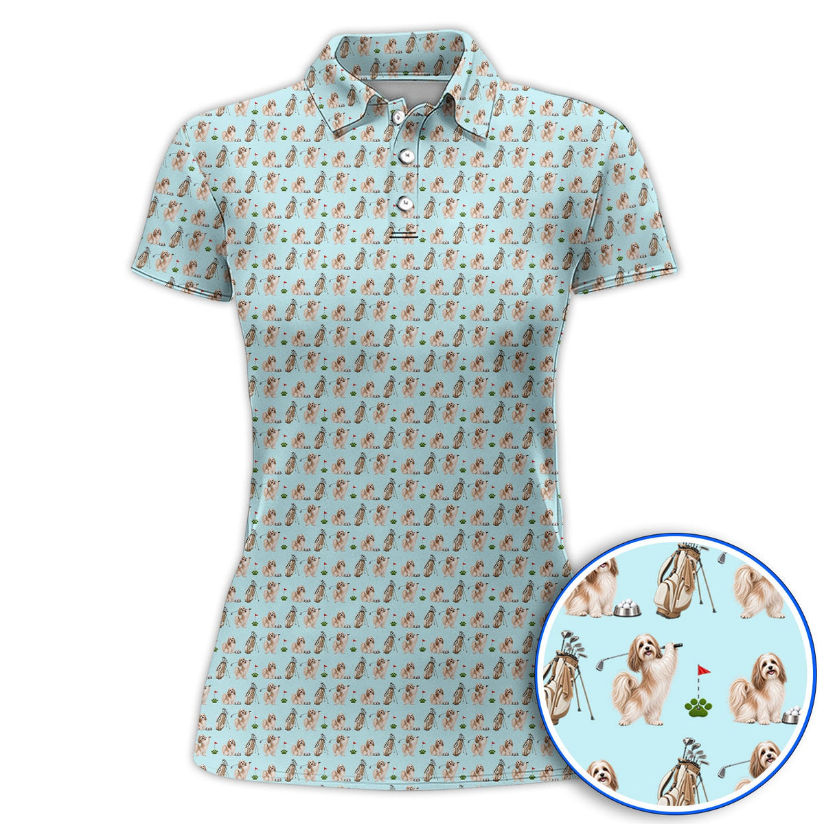 Havanese Golf Polos, Funny Havanese Pattern Golf Shirt, Golf Gift For Dog Lovers