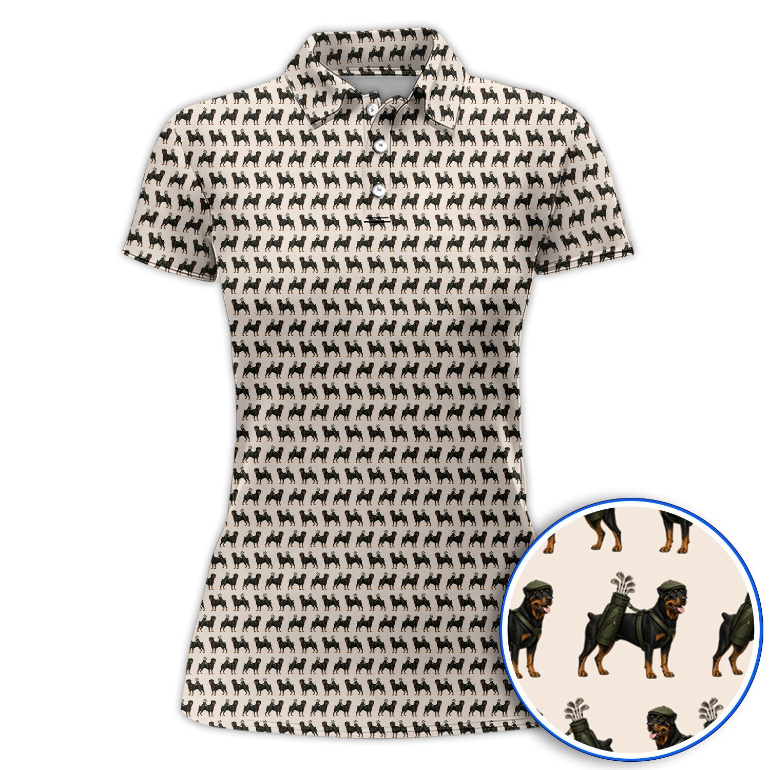 Rottweiler Golf Shirt, Rottweiler Dog Golf Pattern Polos, Crazy Golf Gift For Golfer