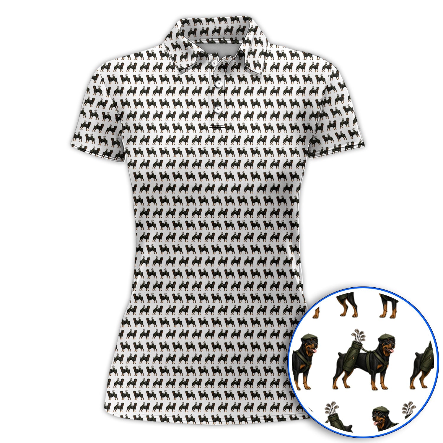 Rottweiler Golf Shirt, Rottweiler Dog Golf Pattern Polos, Crazy Golf Gift For Golfer