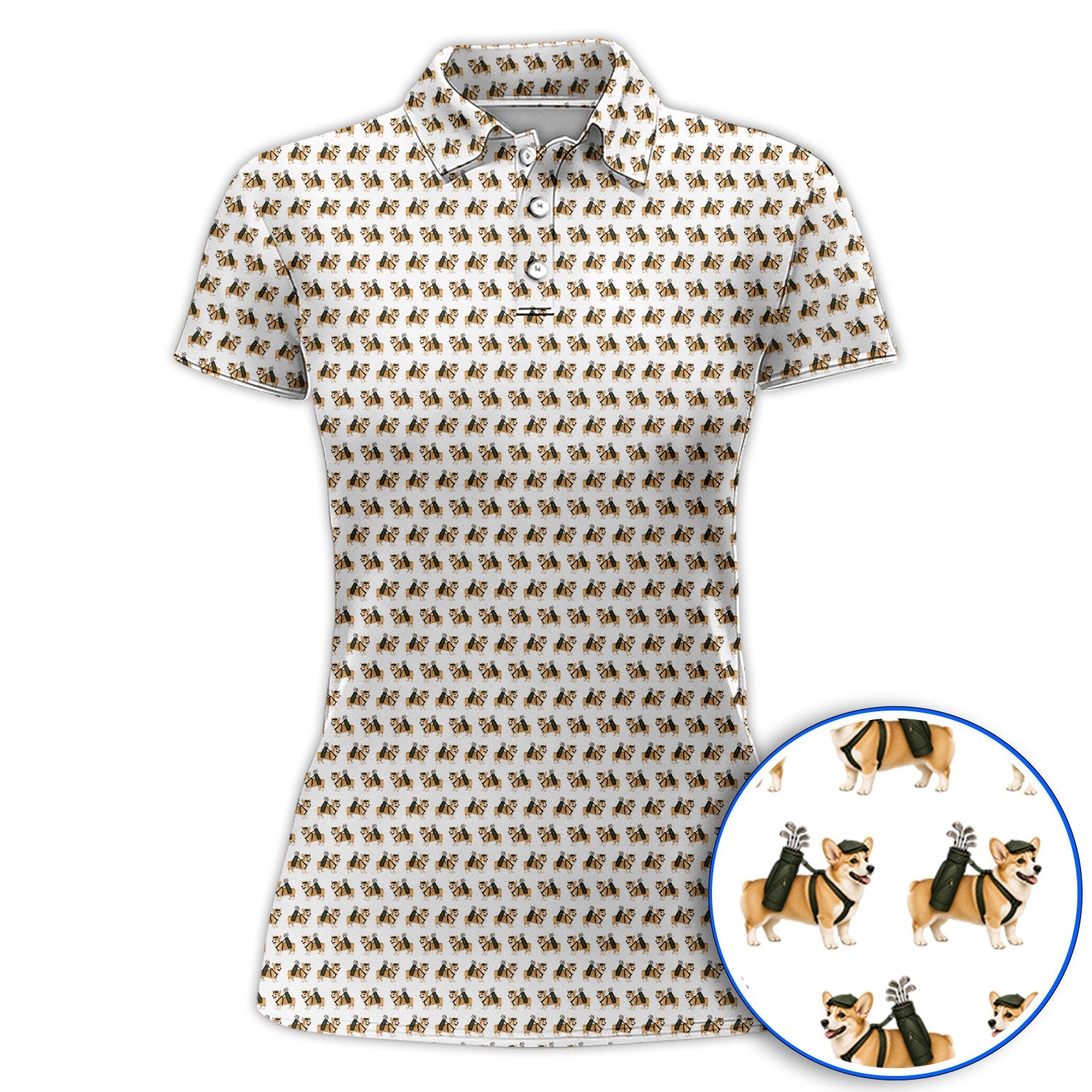 Funny Corgi Golf Polos For Golfer, Corgi Pattern Golf Shirt, Dog Lover Golf Gift