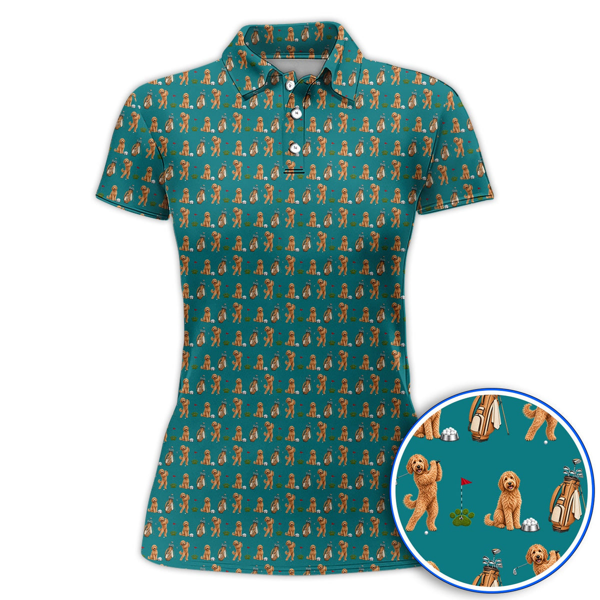 Goldendoodle Golf Polos, Dog Pattern Golf Shirt, Funny Golf Gift For Golfers