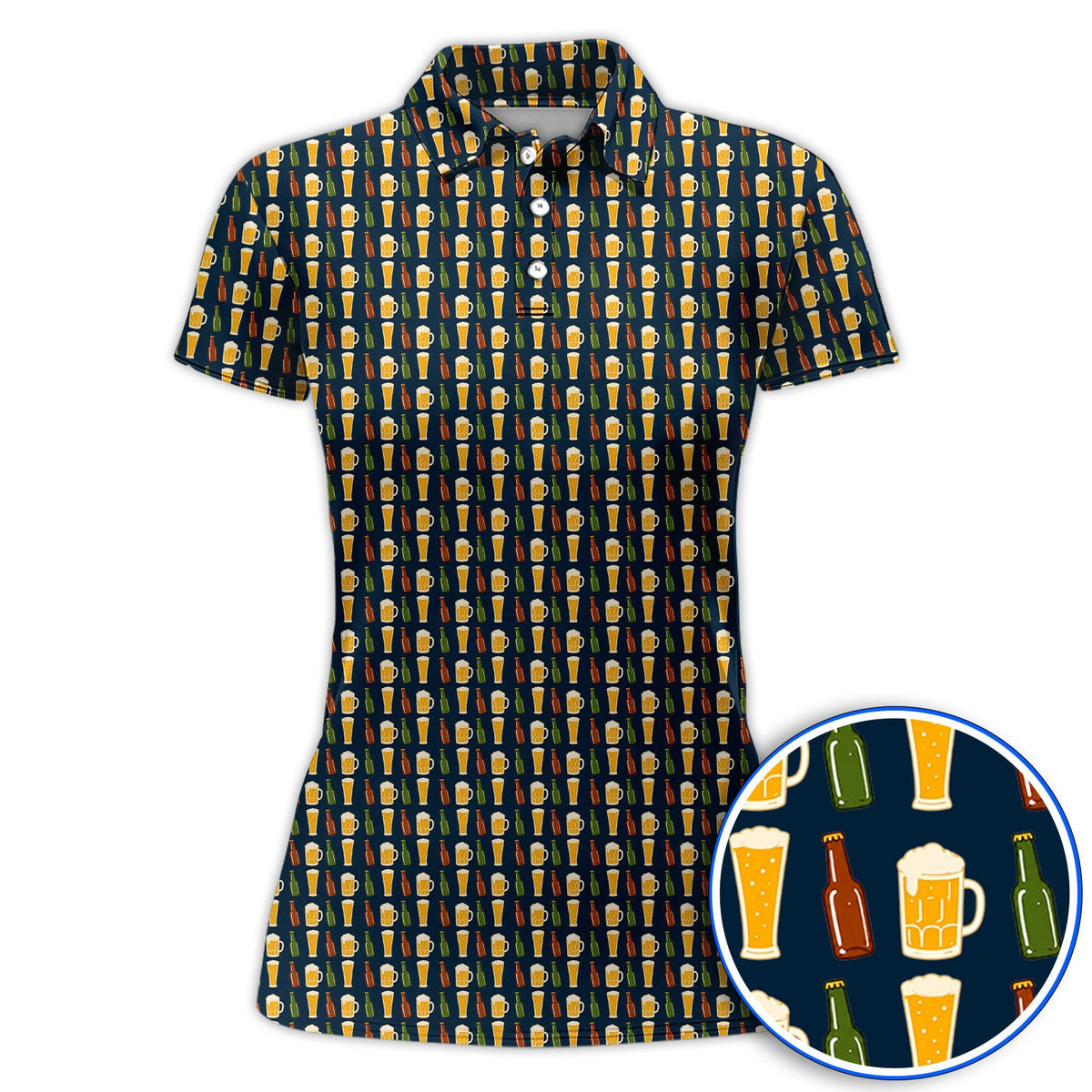Beer Bottles Golf Polos, Vintage Beer Pattern Golf Shirt, Funny Golf Gift For Golfer